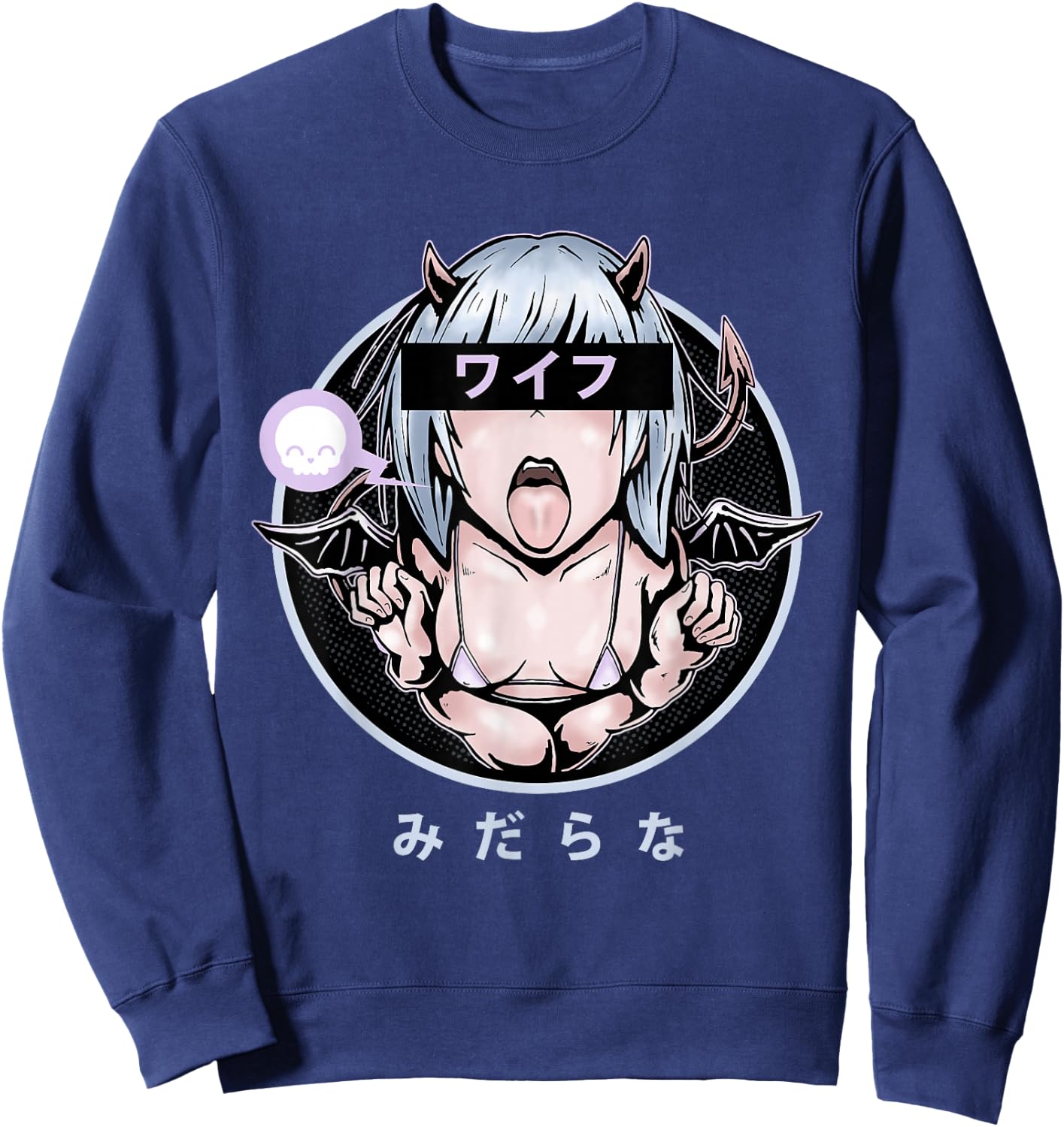 Lewd Anime Devil Girl Sweatshirt - Sweatshirt | Navy