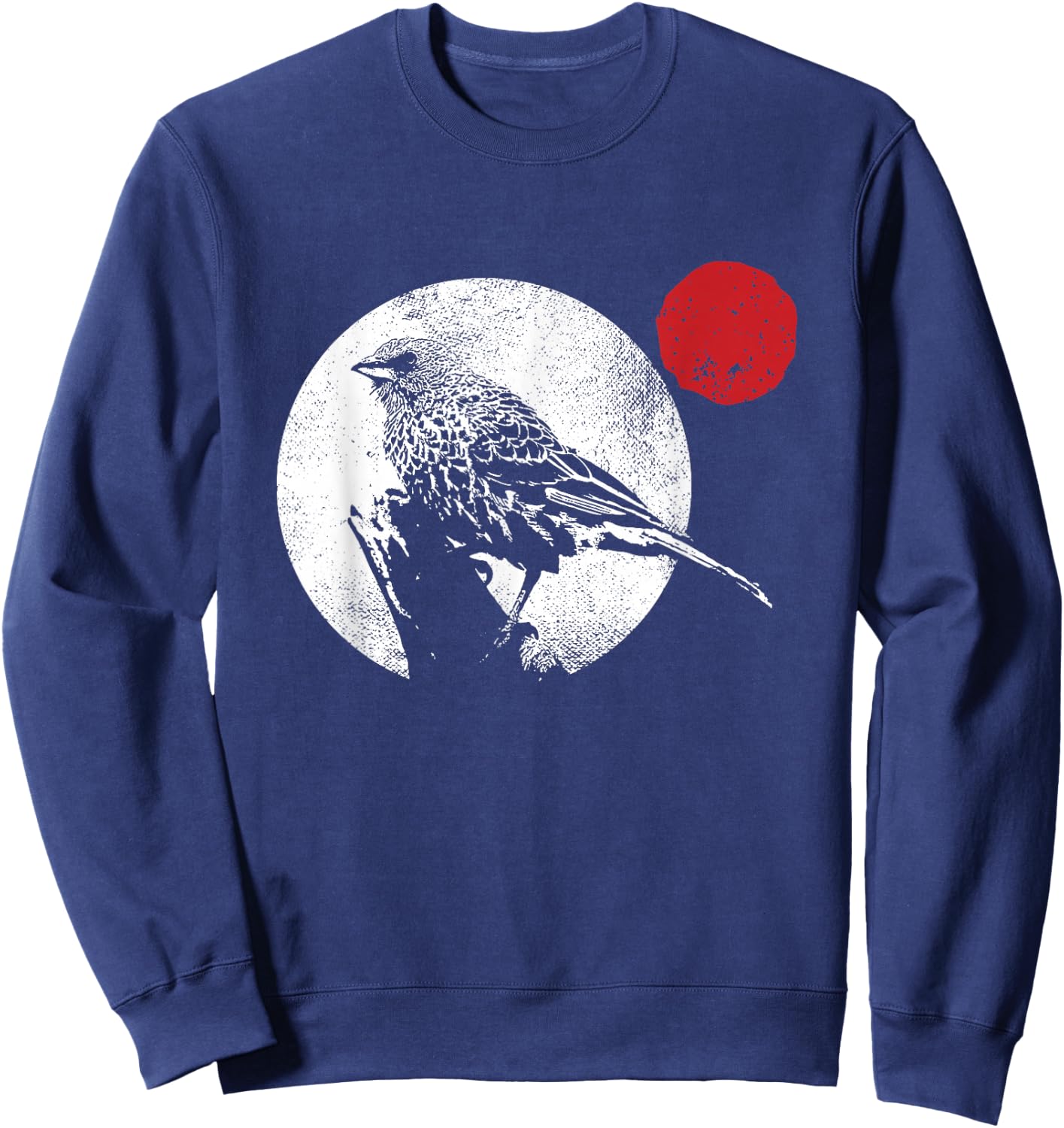 Bird Matching Red Moon Style Murakami Sweatshirt - Sweatshirt | Navy