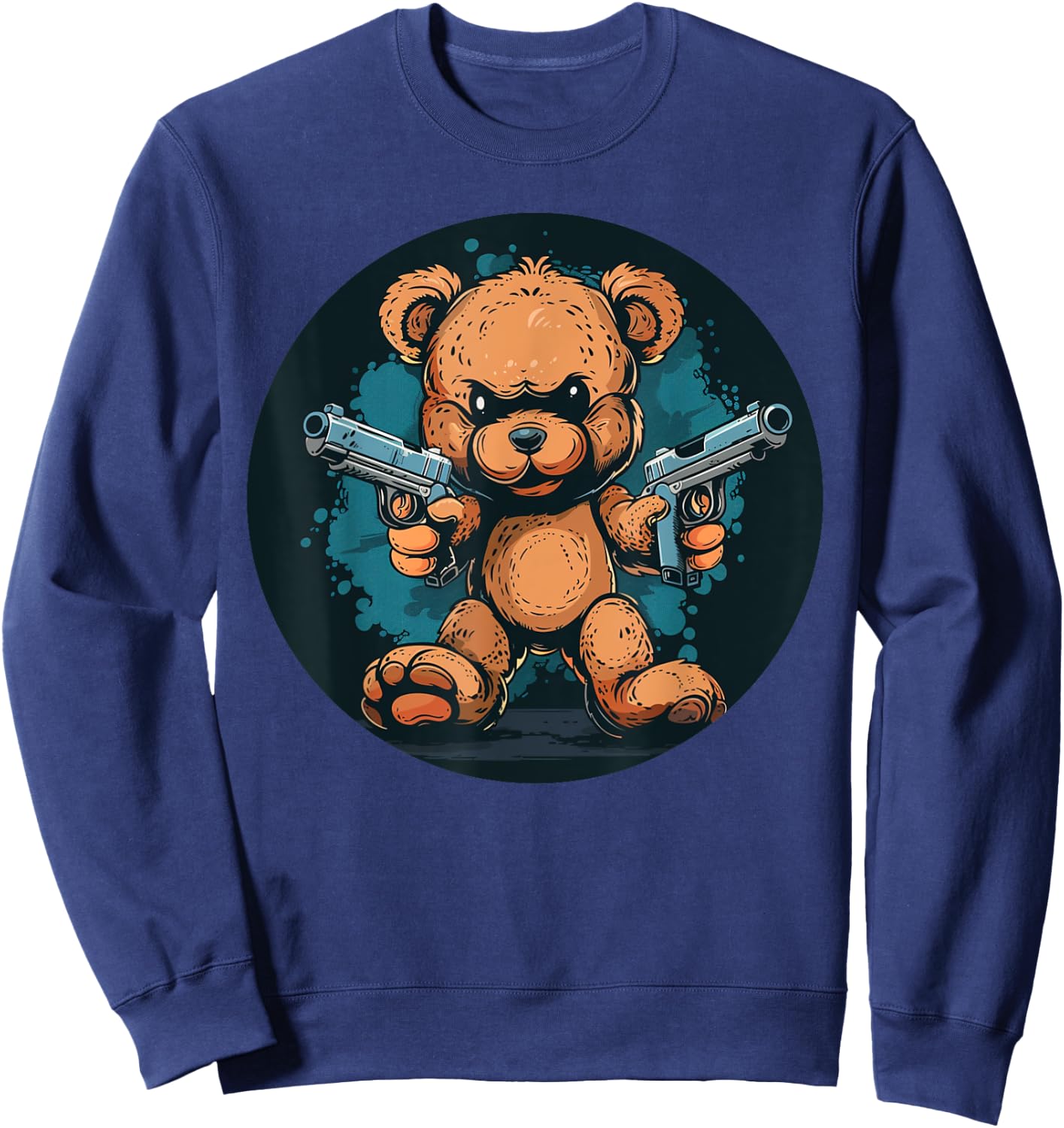 Funny akimbo Bear for Teddy and guns Lovers Sweatshirt - Sweatshirt | Navy