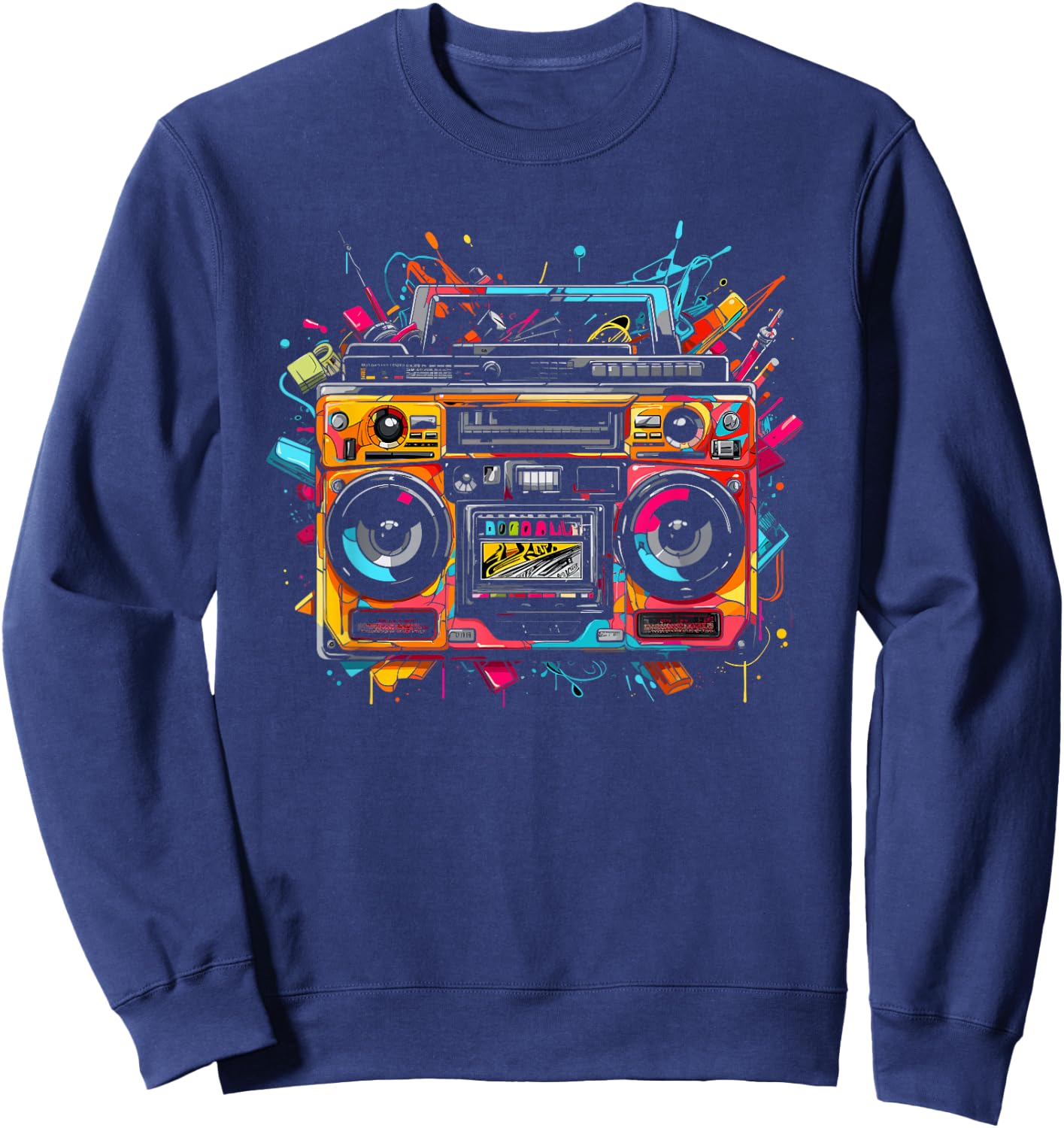 Ghetto Blaster Hip Hop 80's 90's Street Gangster Rap Lover Sweatshirt - Sweatshirt | Navy