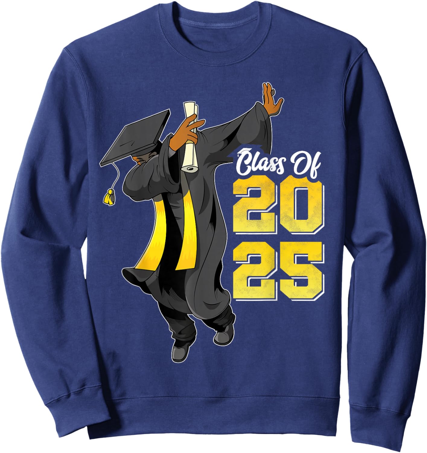 Dabbing Graduation Class of 2025 Gift Men Funny Graduation Sweatshirt - Sweatshirt | Navy