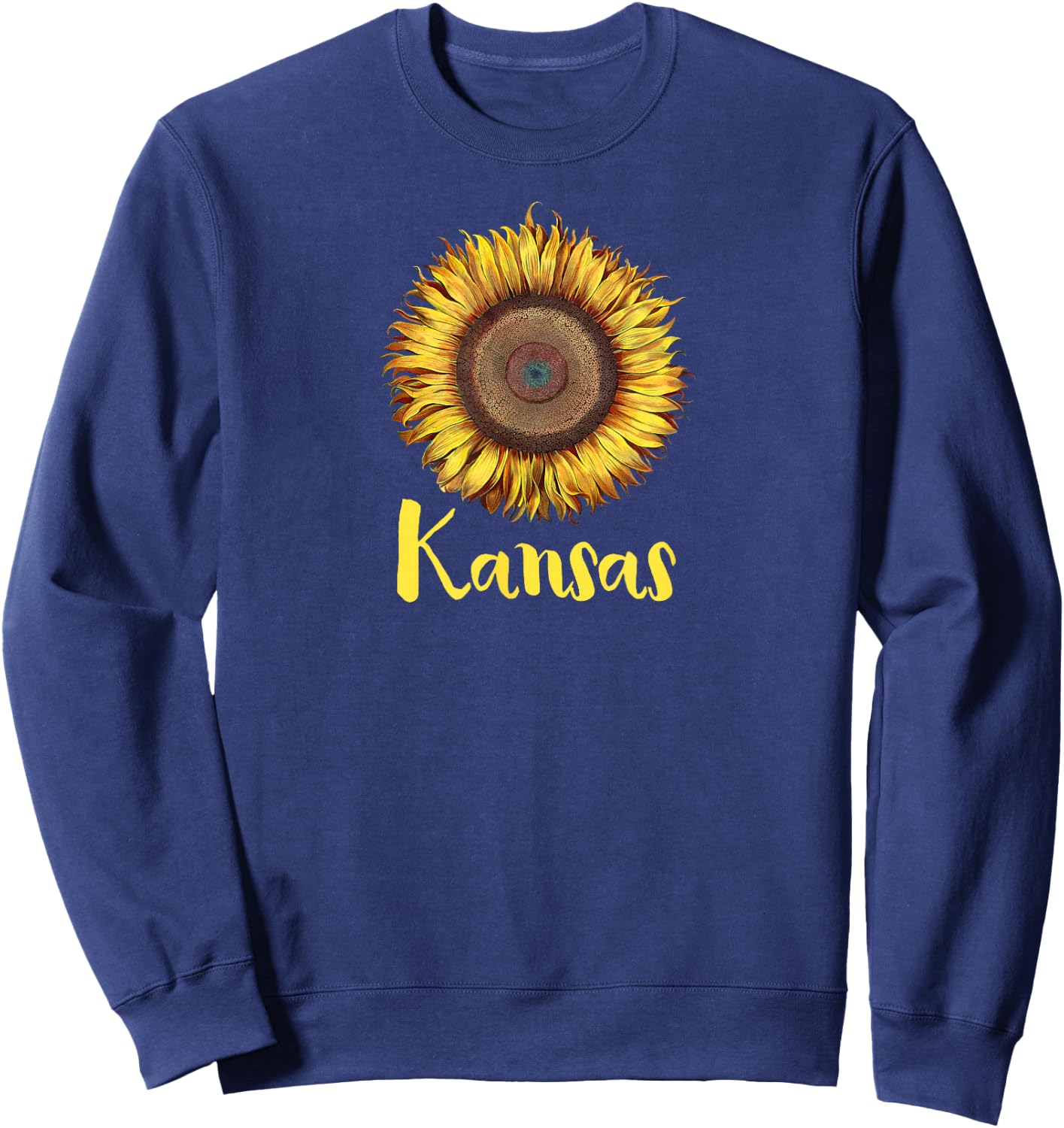 Single Sunflower State of Kansas Flower Apparel Sweatshirt - Sweatshirt | Navy