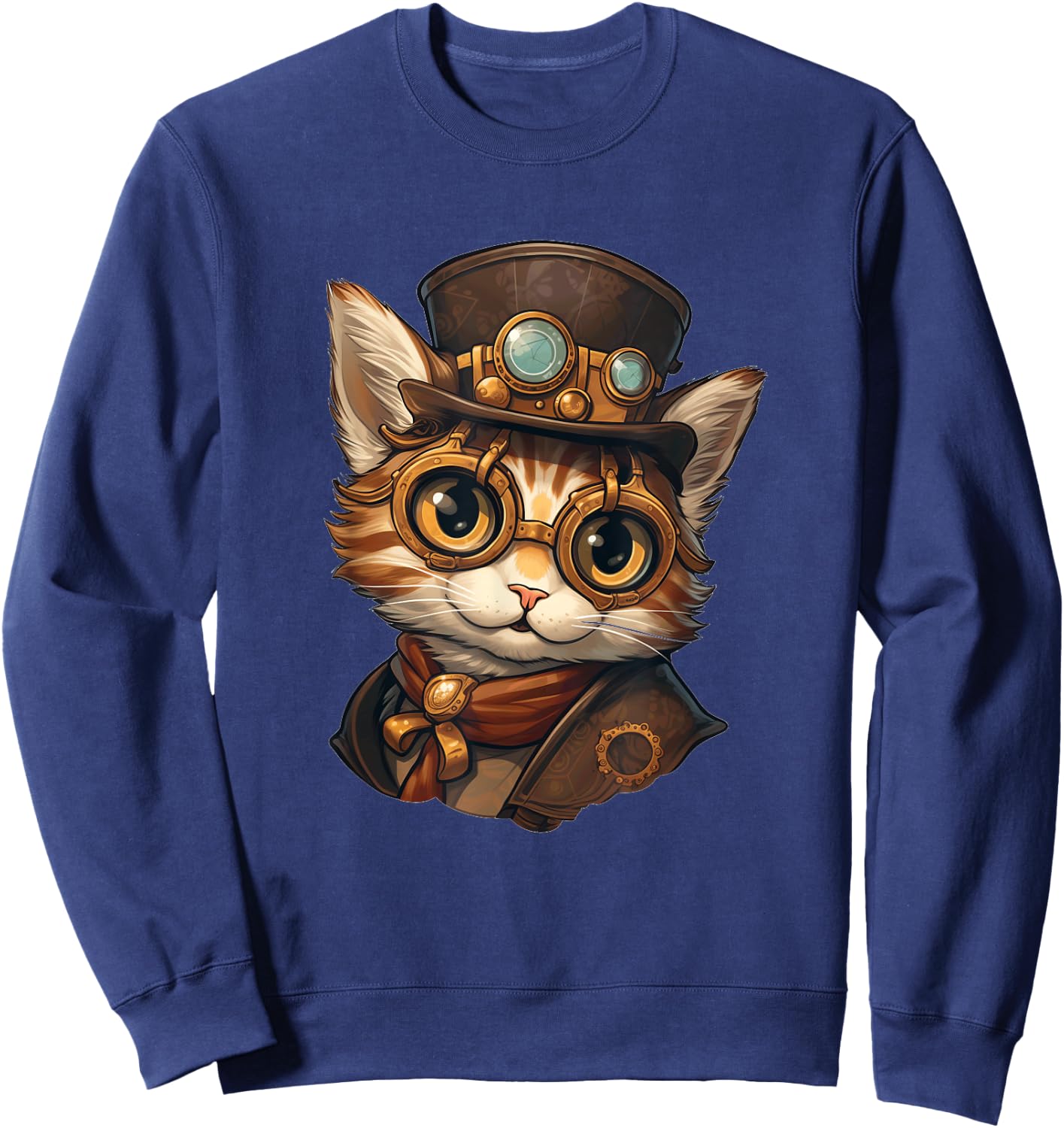 Steampunk Cat Women Men Kids Steampunk Kitten Sweatshirt - Sweatshirt | Navy