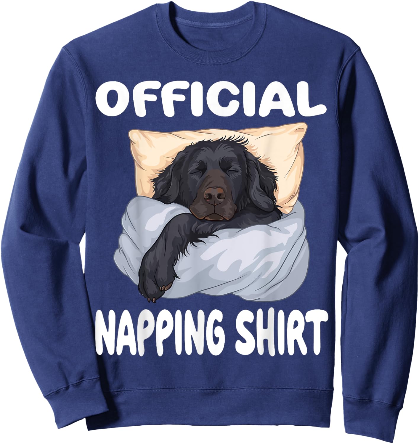 Flat Coated Retriever Dog Official Napping shirt Pajamas Men Women Girls Kids Sweatshirt - Sweatshirt | Navy