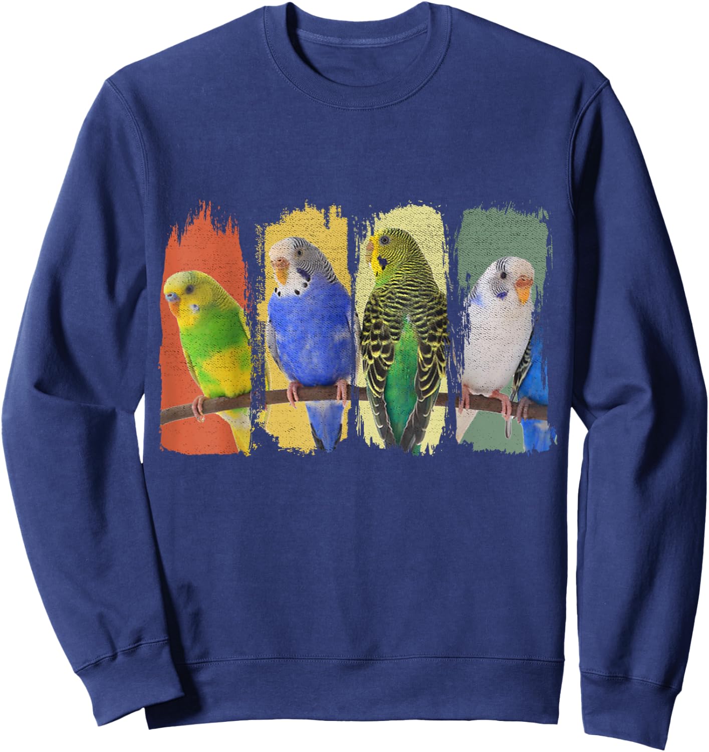 Budgie Bird Budgerigar Retro Sweatshirt - Sweatshirt | Navy