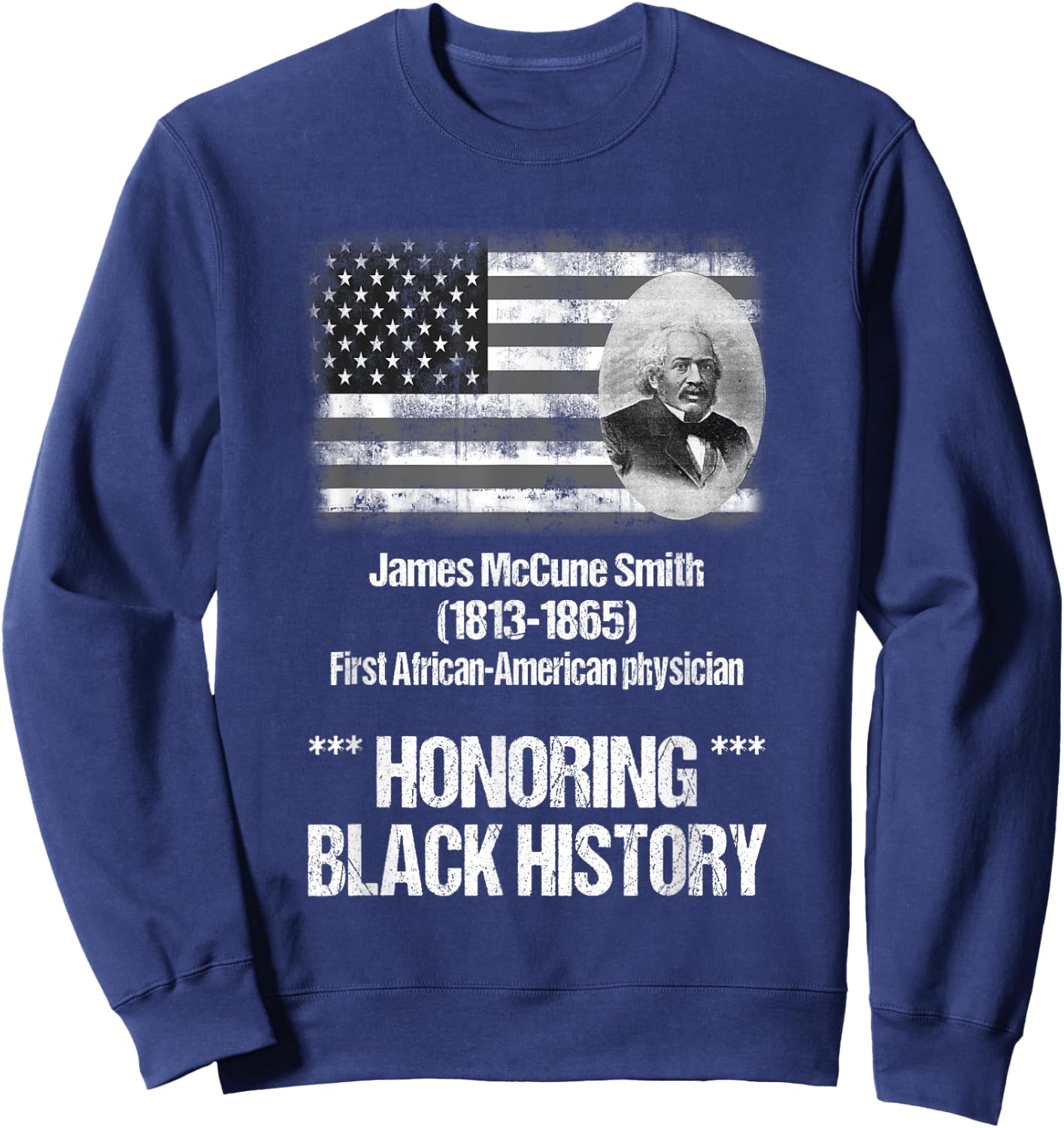 First African American Doctor James McCune Smith Sweatshirt - Sweatshirt | Navy