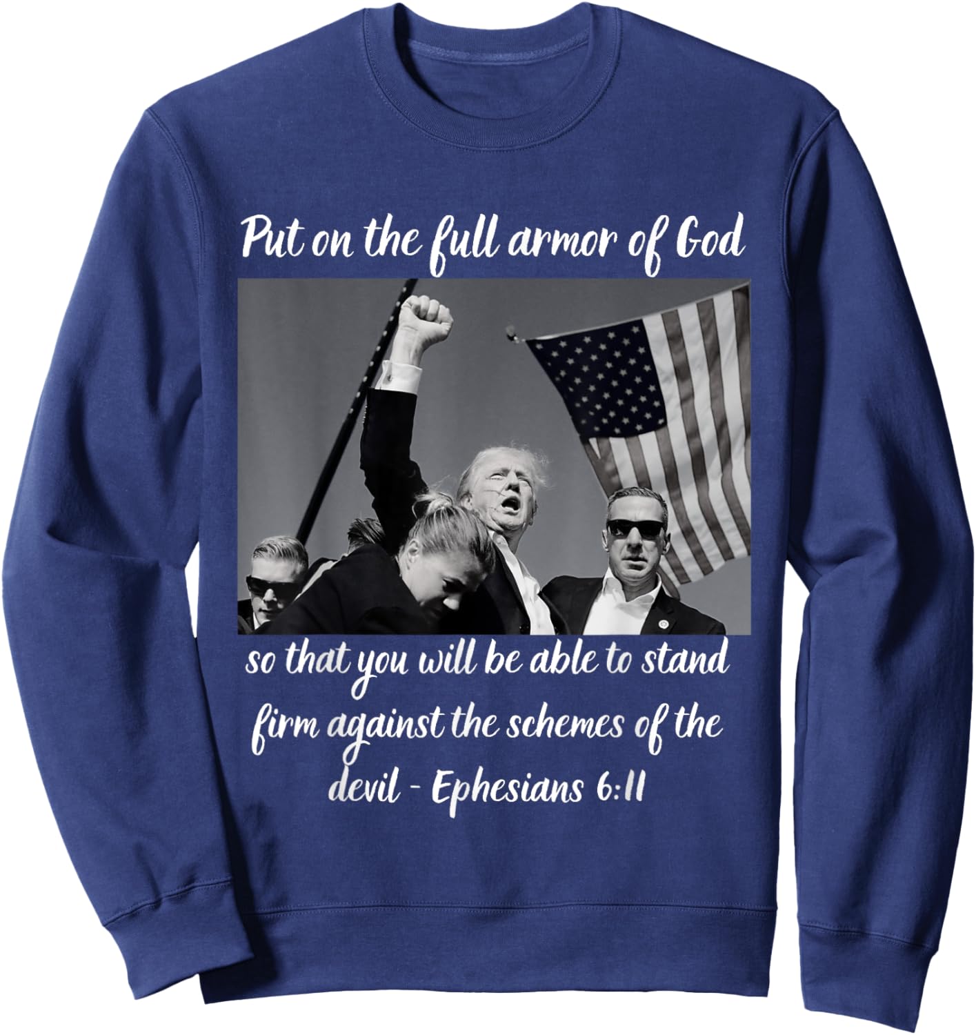 Donald Trump Fist Pump Flag 7 13 Sweatshirt - Sweatshirt | Navy