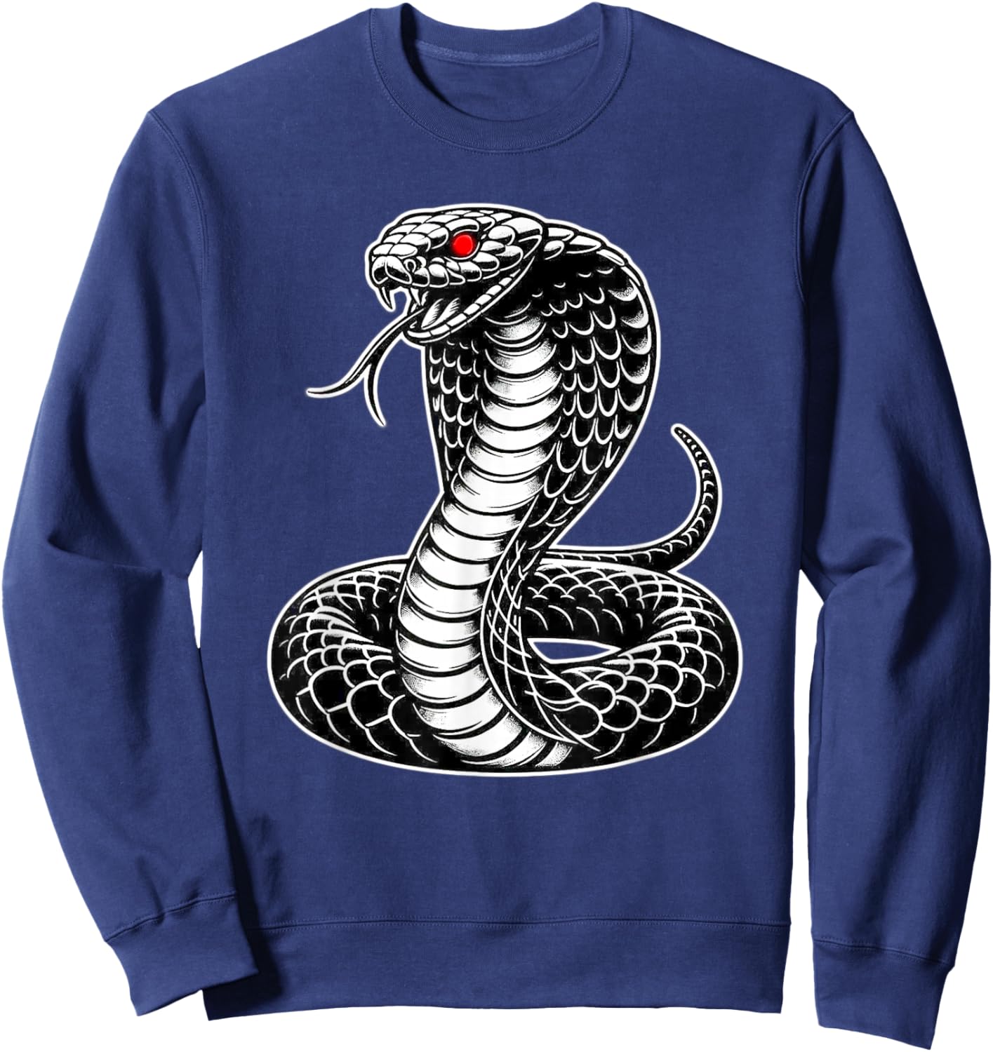 King Cobra Snake x Snake Serpent Cobra Blackwork Sweatshirt - Sweatshirt | Navy