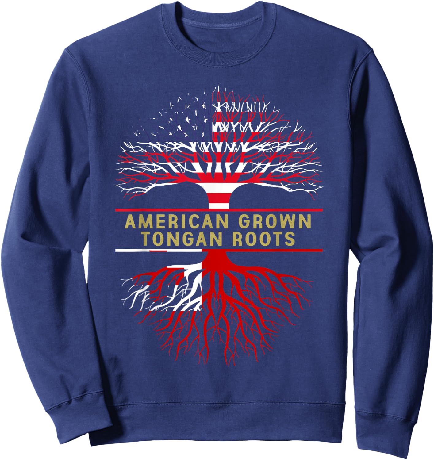 American Grown Tongan Roots America Tonga Tree Flag Sweatshirt - Sweatshirt | Navy