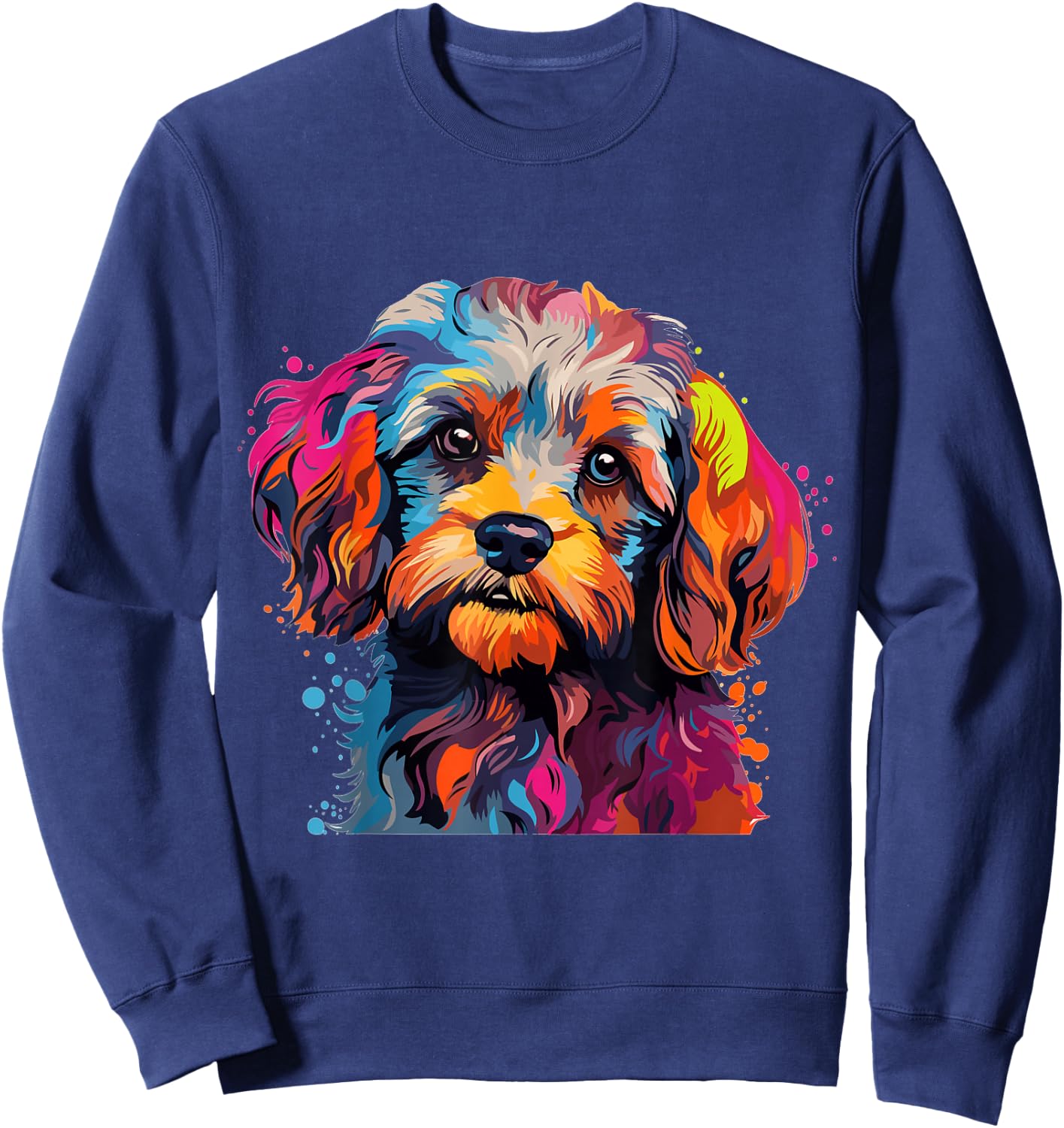 Cavapoo Dog Breed Pet Cute Colorful Pop Art Graphic Sweatshirt - Sweatshirt | Navy