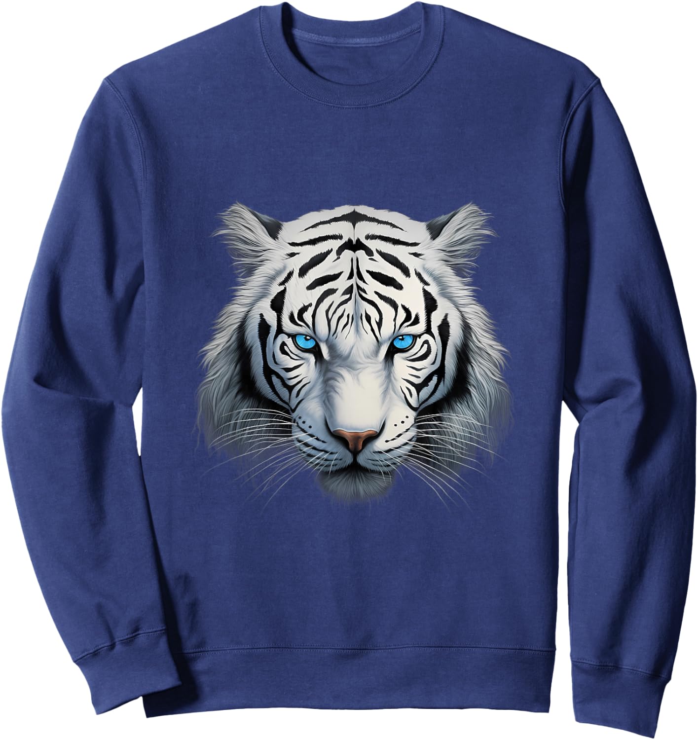 Royal White Tiger with Blue Eyes Sweatshirt - Sweatshirt | Navy