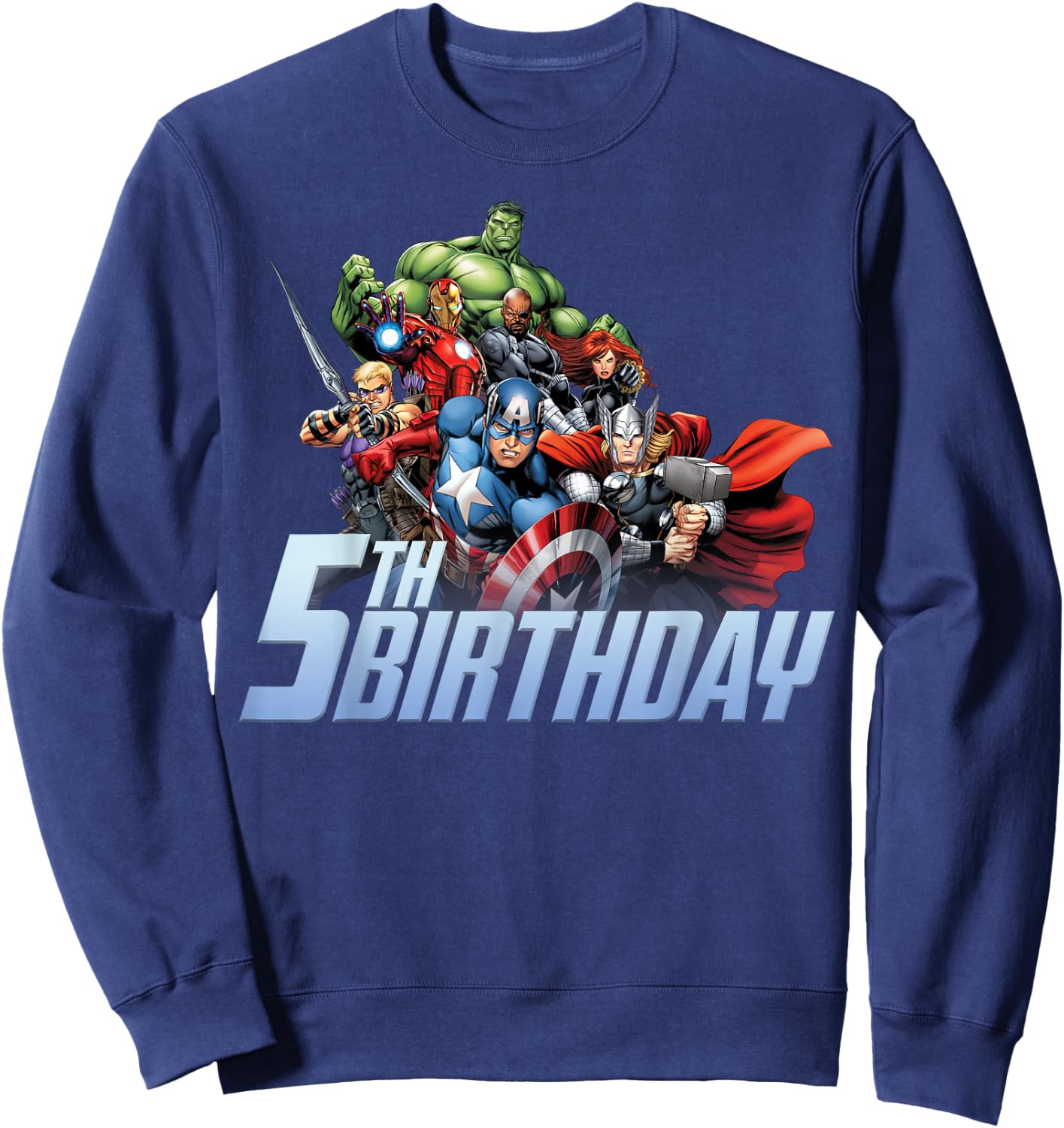 Marvel Avengers Action Shot 5th Birthday Sweatshirt - Sweatshirt | Navy