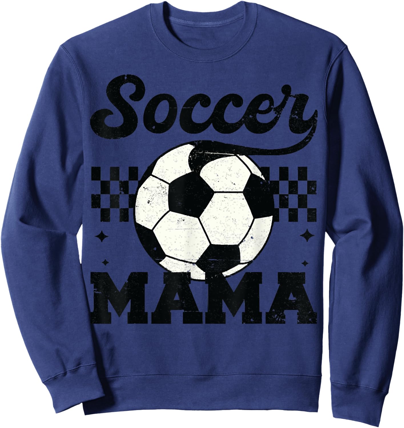 Checkered Soccer Mama Retro Soccer Mom Soccer Season Outfit Sweatshirt - Sweatshirt | Navy