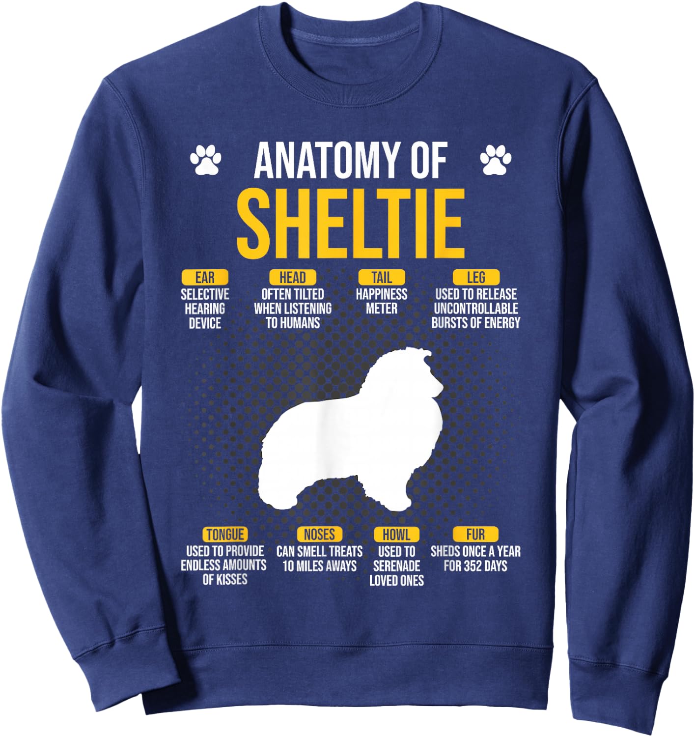 Anatomy Of Sheltie Dog Lover Sweatshirt - Sweatshirt | Navy