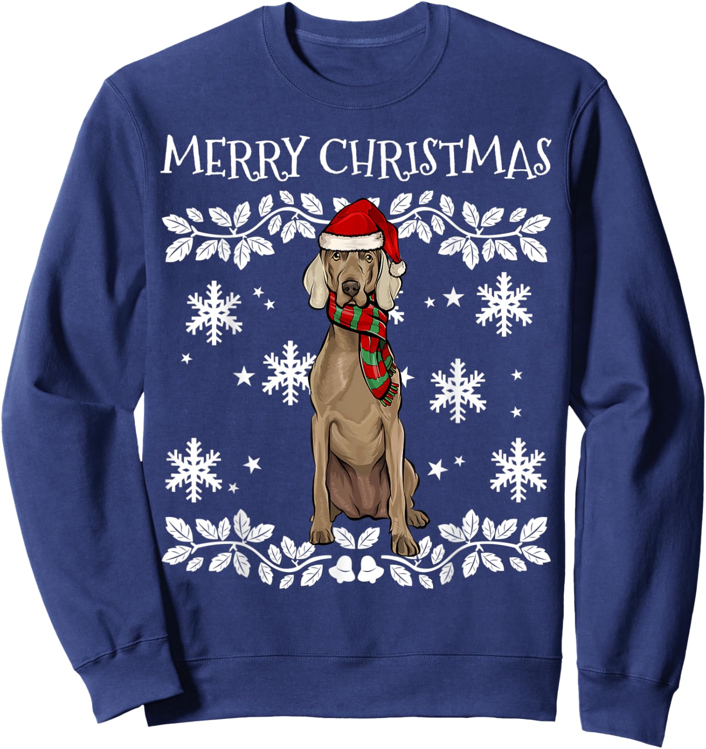 Merry Christmas Ornament Weimaraner Xmas Santa Sweatshirt - Sweatshirt | Navy