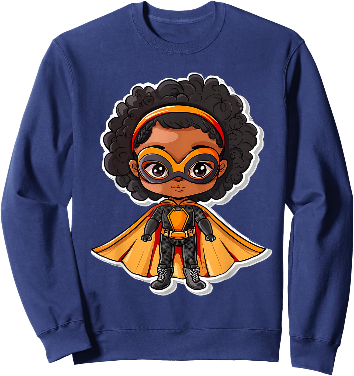Afro Girl Birthday African American Comic Superhero 2024 Sweatshirt - Sweatshirt | Navy