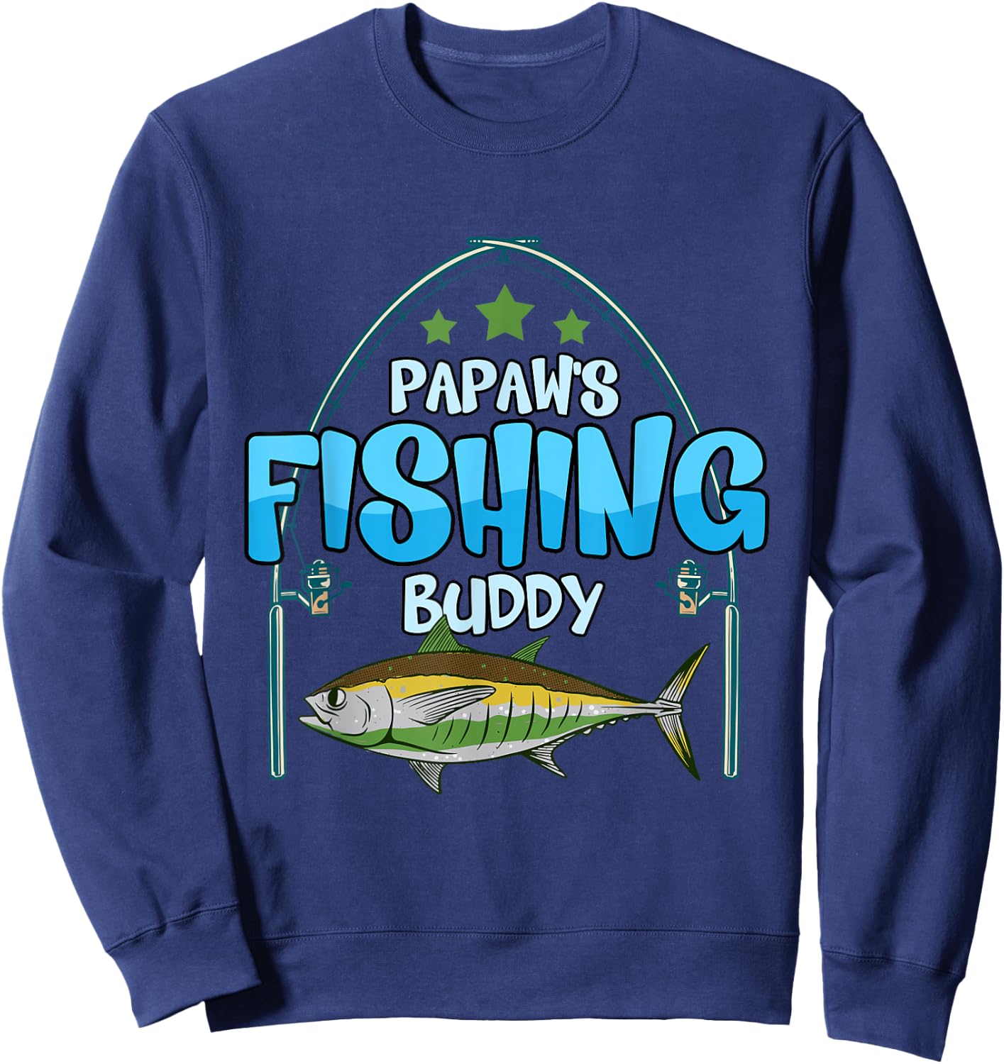 Fishing Papaw's Fishing Buddy Fish Fisherman Boys Sweatshirt - Sweatshirt | Navy