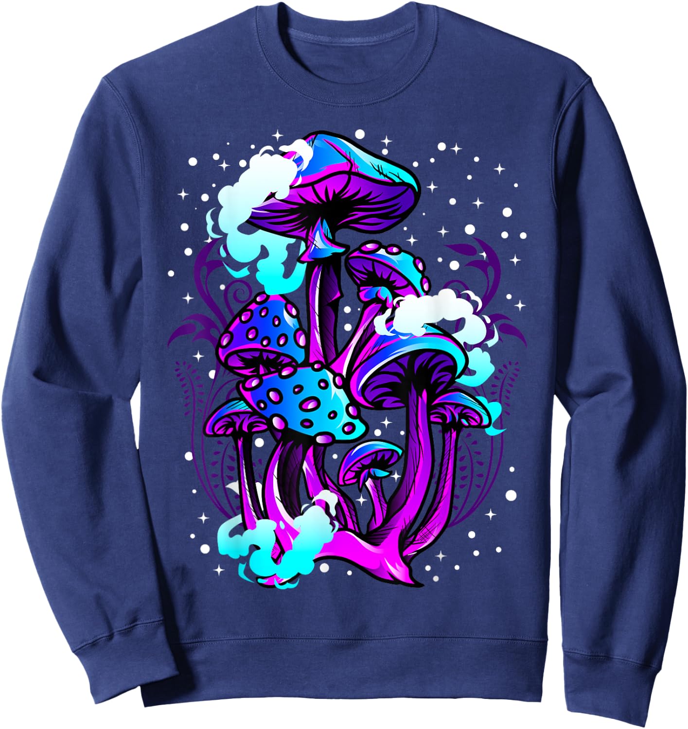 Cool Psychedelic Magic Shrooms Morel Portobello Mushrooms Sweatshirt - Sweatshirt | Navy