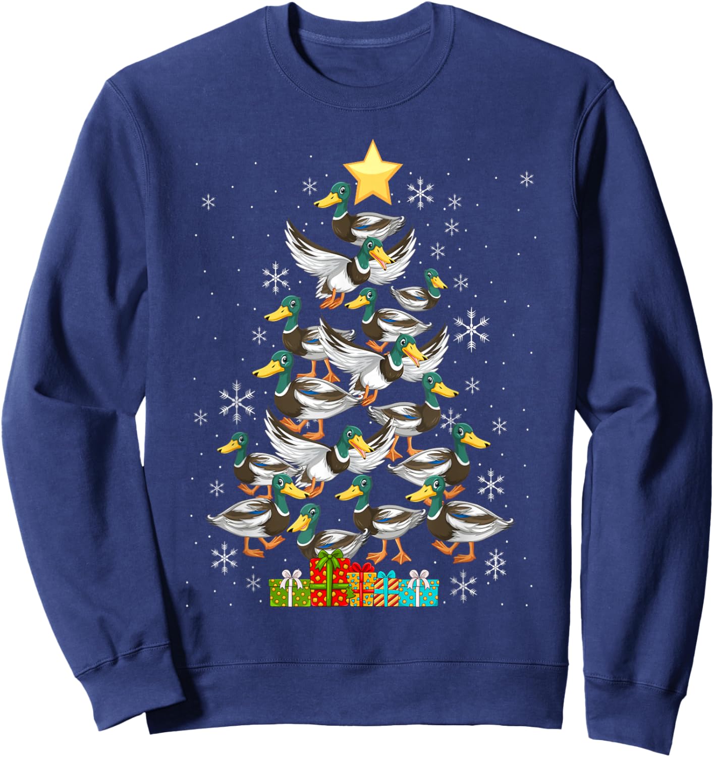 Mallard Duck Christmas Tree Costume Duck Lover Sweatshirt - Sweatshirt | Navy