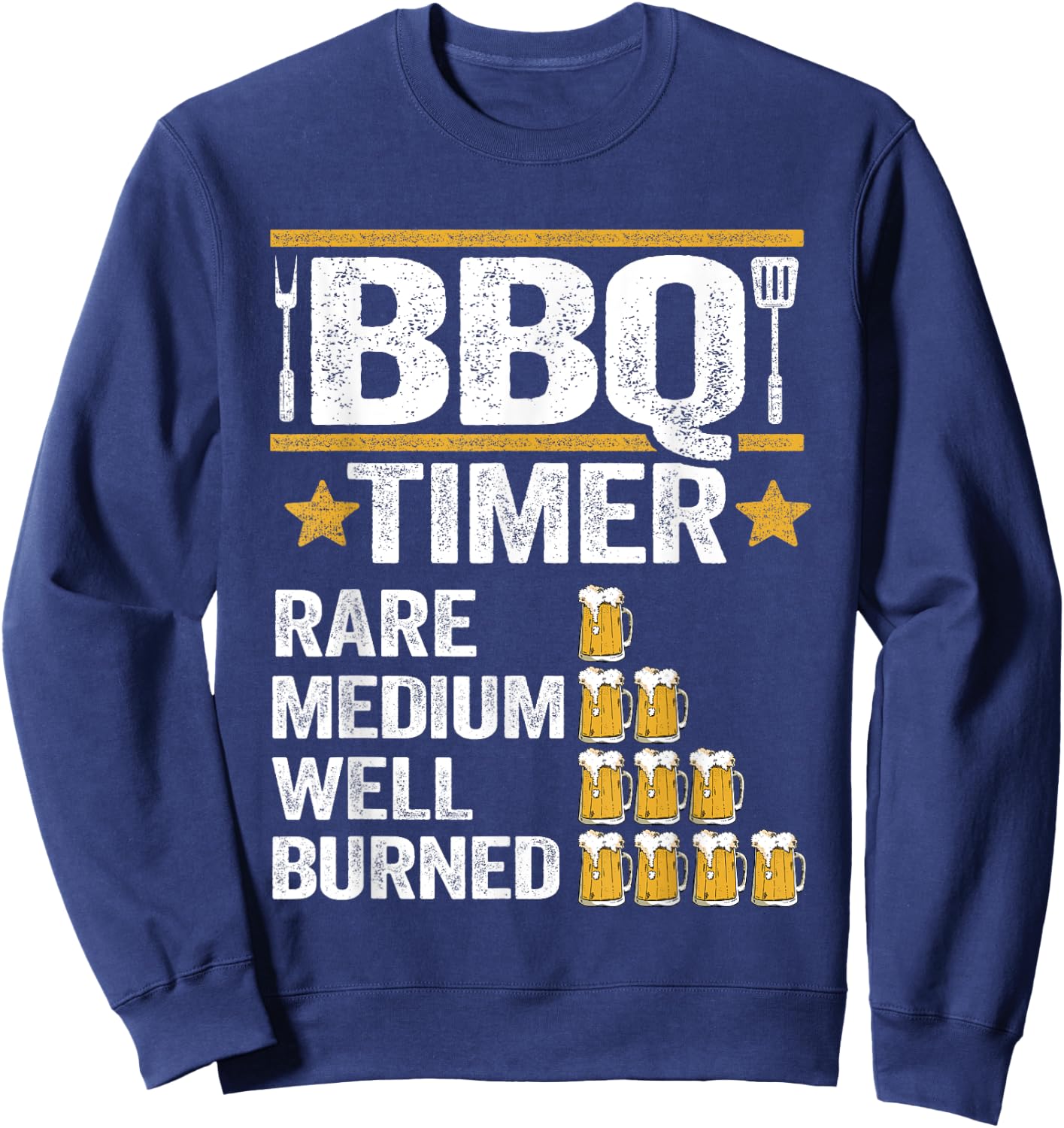 BBQ Timer Grilling Barbecue Smoking Meat Funny Pig Pork Rub Sweatshirt - Sweatshirt | Navy