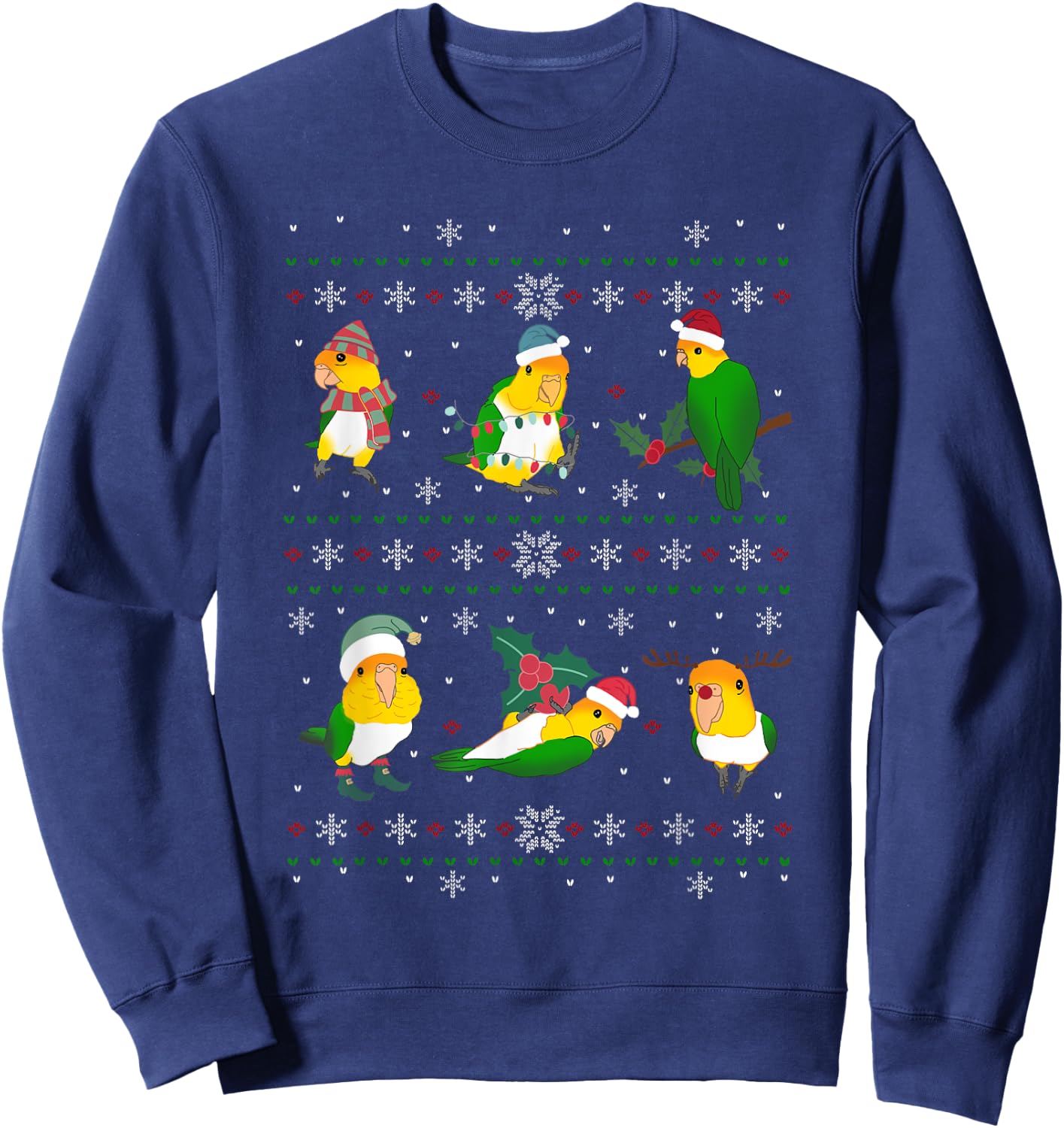 Ugly Christmas Caique Parrot Owner Holidays Birb memes Sweatshirt - Sweatshirt | Navy