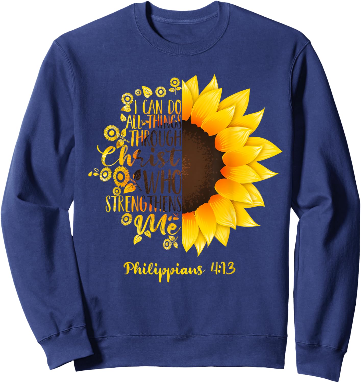 Cute Christian Sunflower Gift | Best Religious Women Moms Sweatshirt - Sweatshirt | Navy