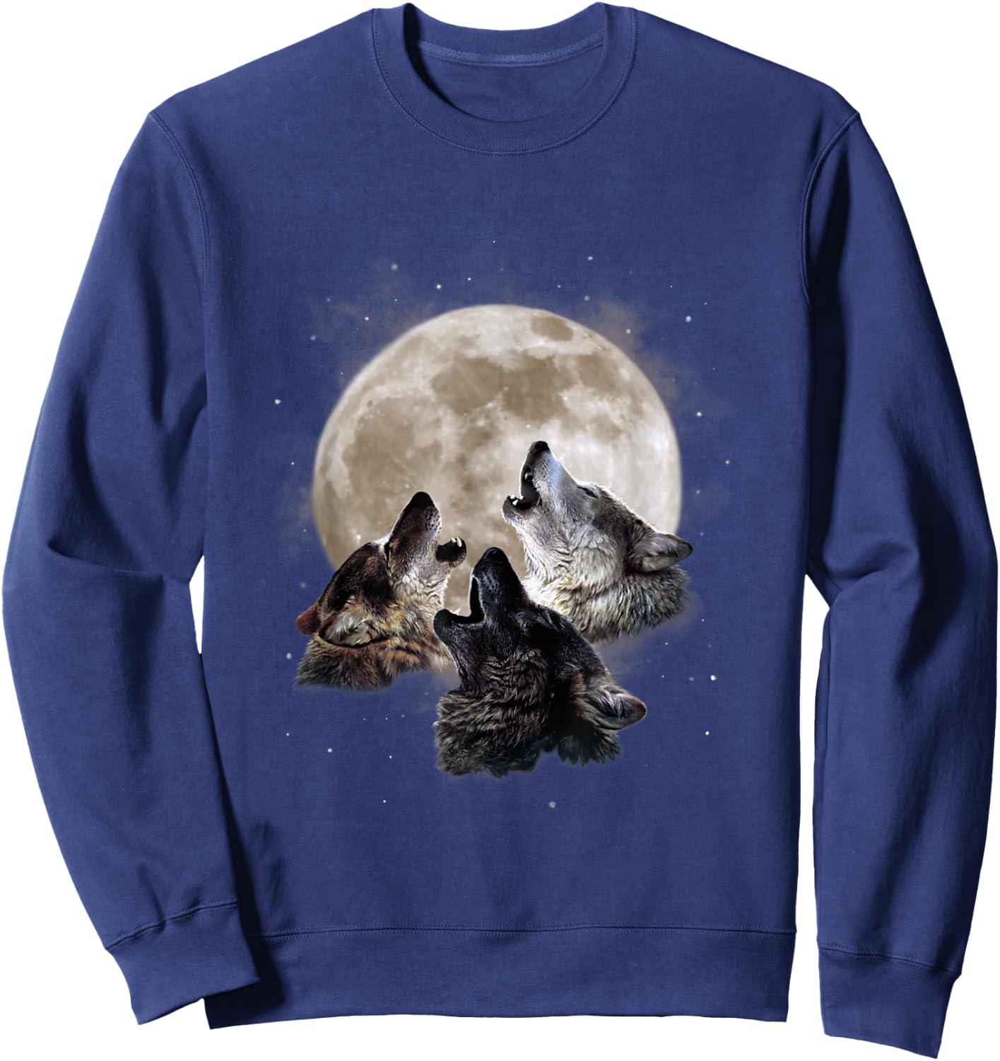 Three Wolves Howling at the Moon - Wolf Lover Sweatshirt - Sweatshirt | Navy