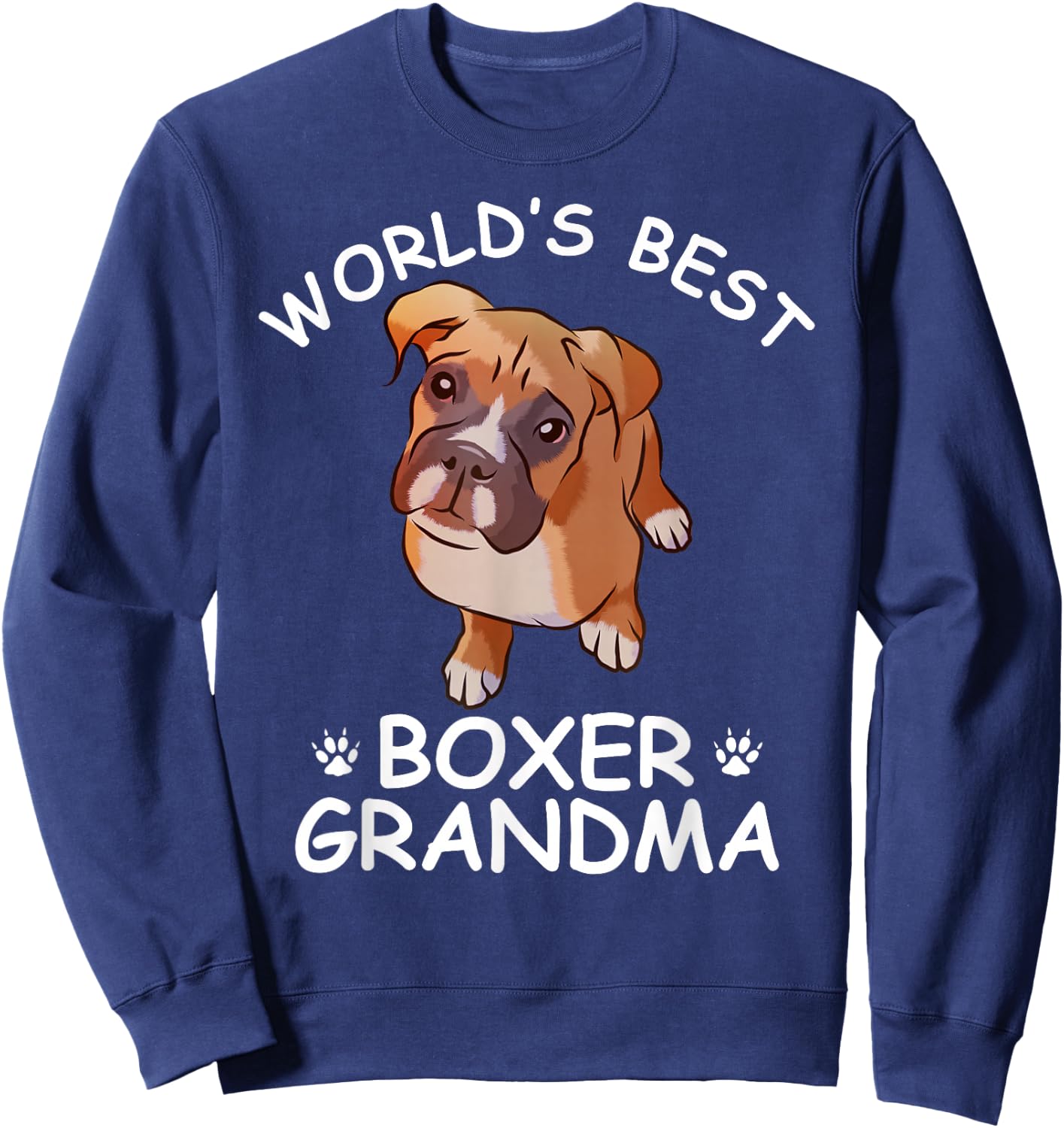 World's Best Boxer Grandma Funny Granddog Dog Lover Cute Sweatshirt - Sweatshirt | Navy