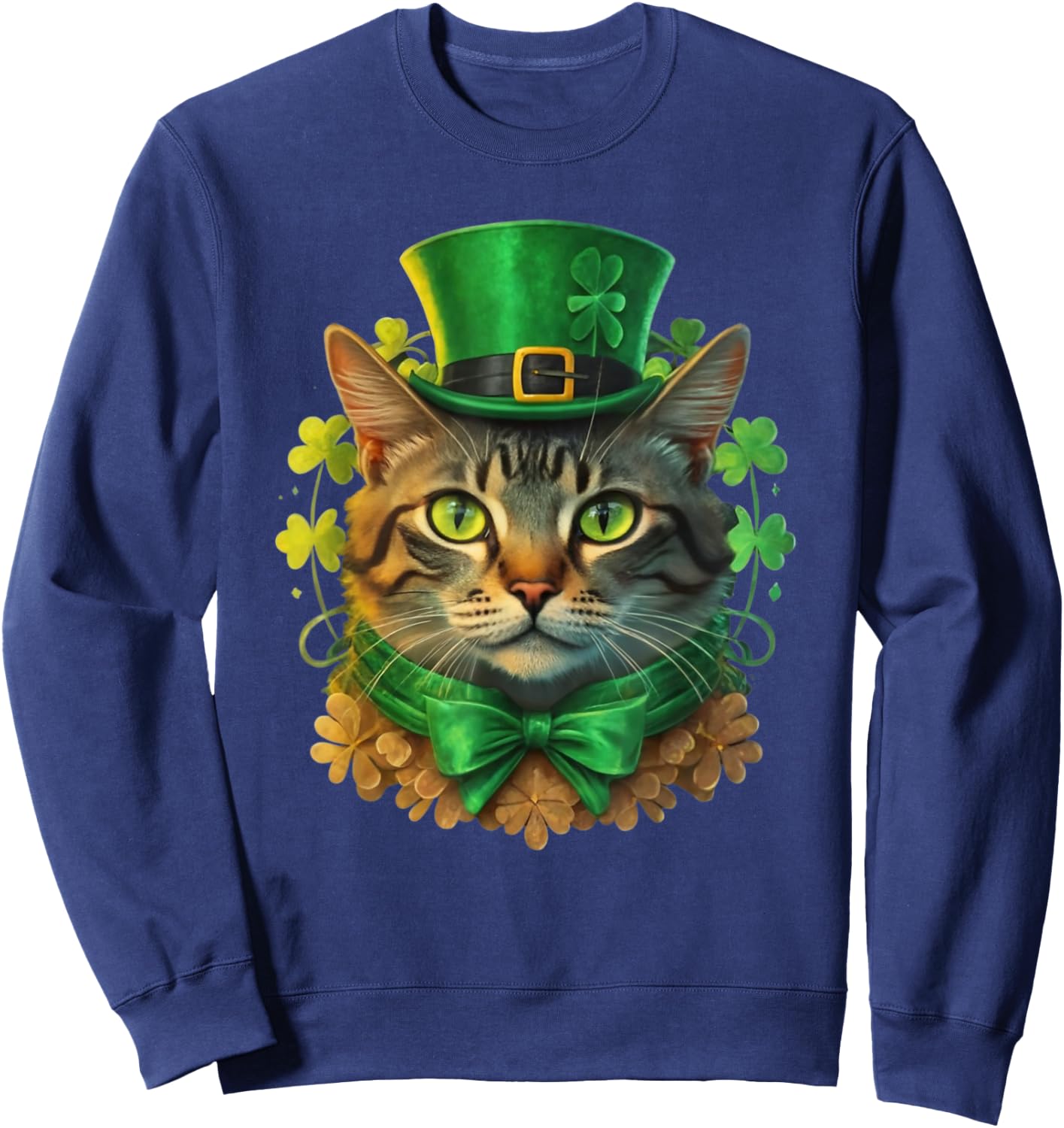 Cat St Patricks Patrick's Day Women Kids Toddlers Sweatshirt - Sweatshirt | Navy