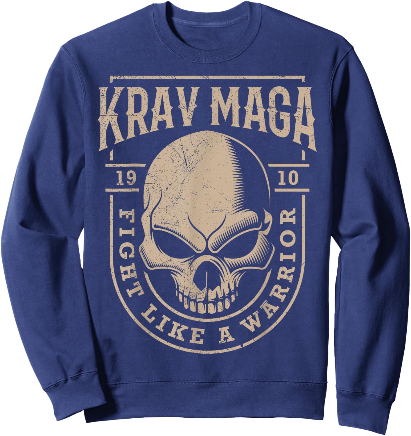 Skull Krav MAGA Warrior - Combat and Self Defense Gift Sweatshirt - Sweatshirt | Navy