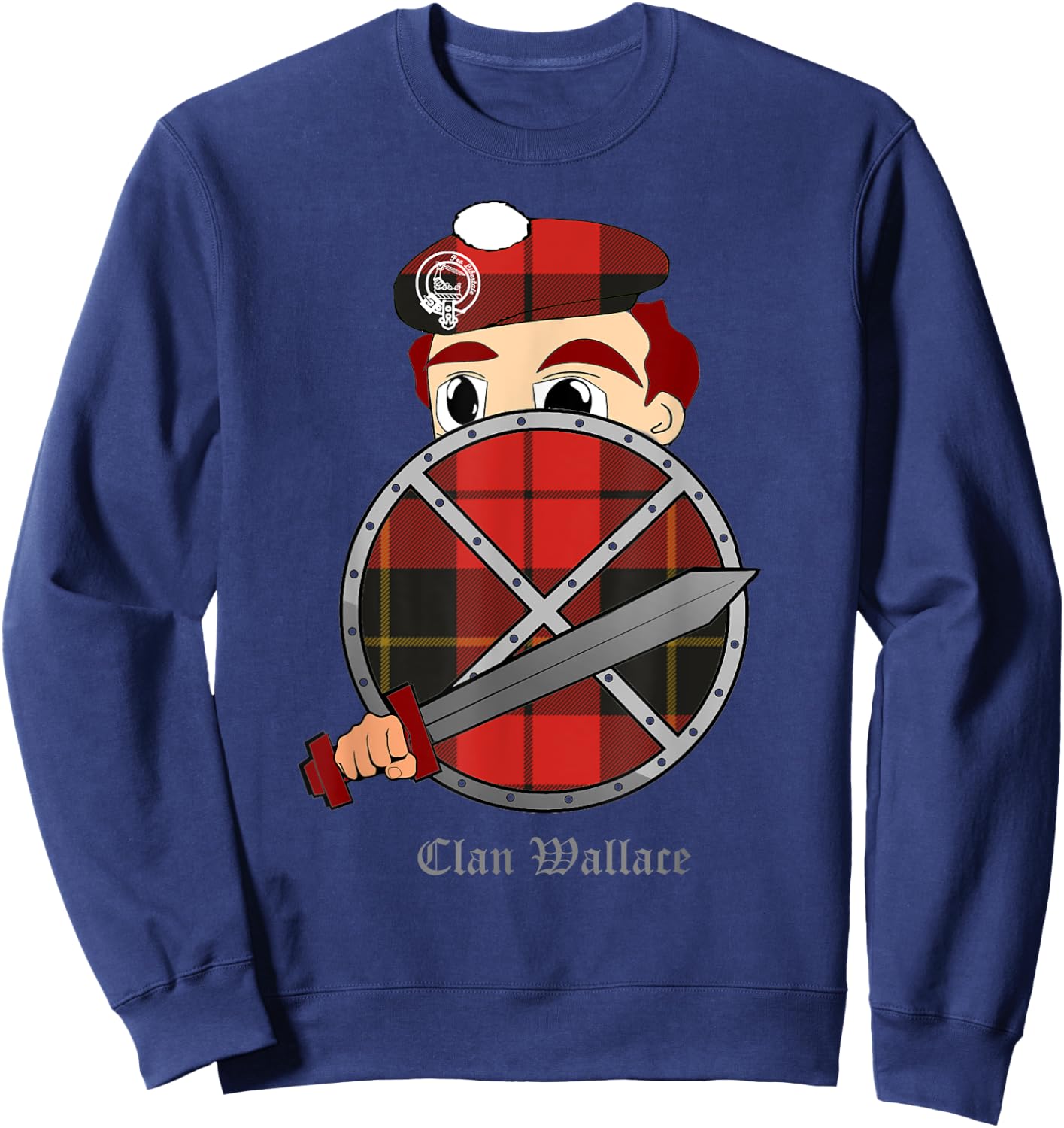 Clan Wallace surname last name Scottish Tartan crest Sweatshirt - Sweatshirt | Navy
