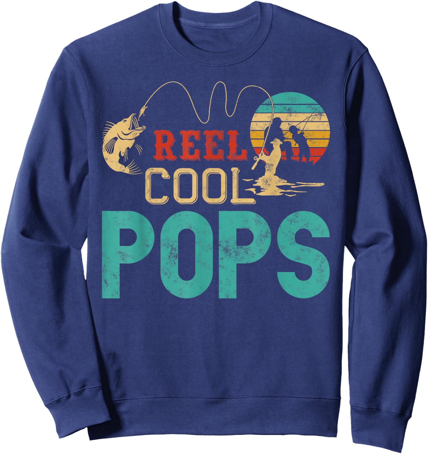 Fishing Reel Cool Pops Father’s Day Gift Fisherman Pops Sweatshirt - Sweatshirt | Navy