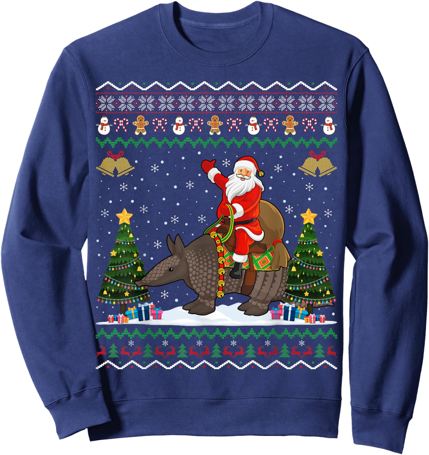 Armadillo Ugly Xmas Gift Santa Riding Armadillo Christmas Sweatshirt - Sweatshirt | Navy