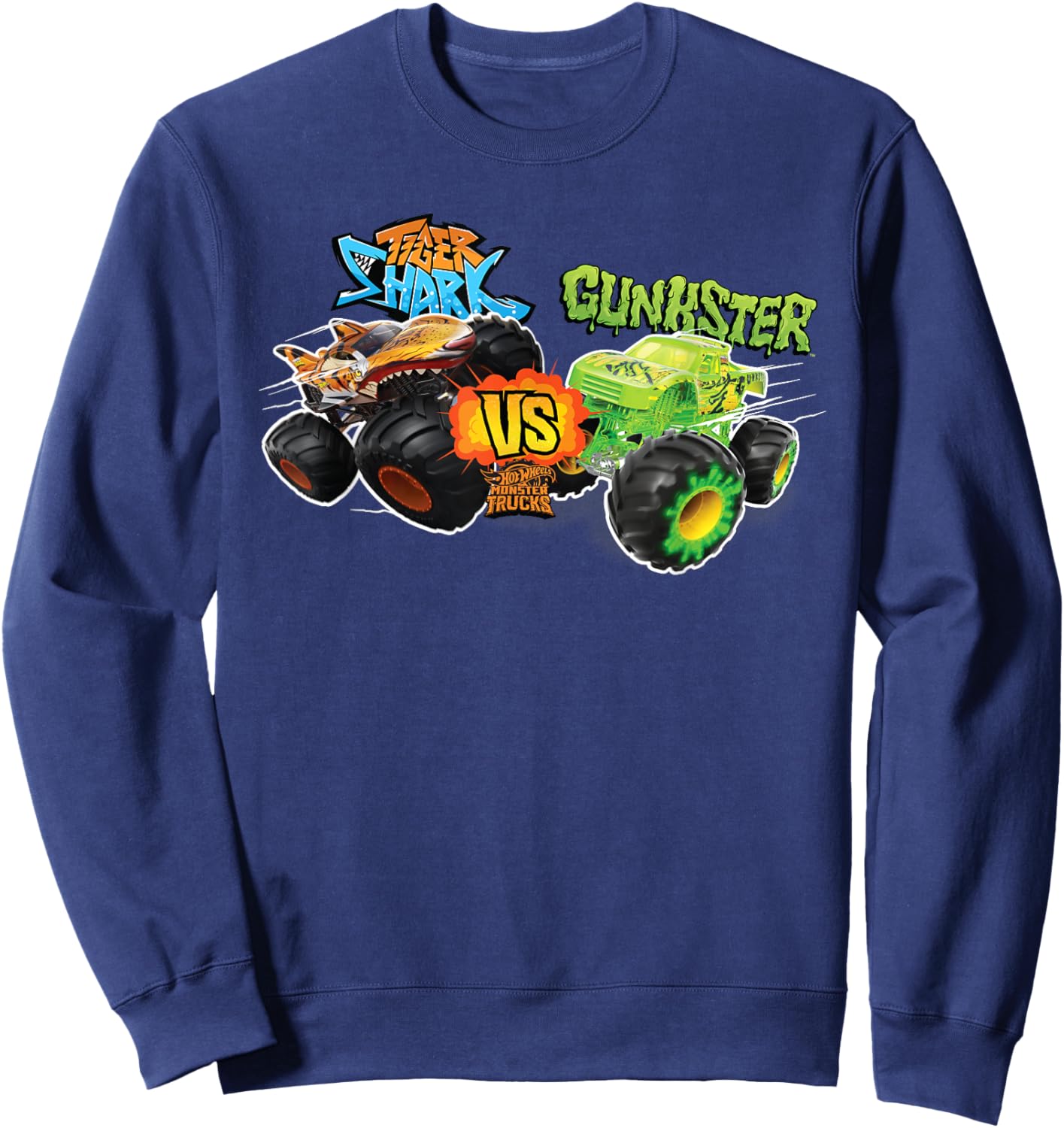 Hot Wheels Monster Trucks - Tiger Shark vs Gunkster Sweatshirt - Sweatshirt | Navy