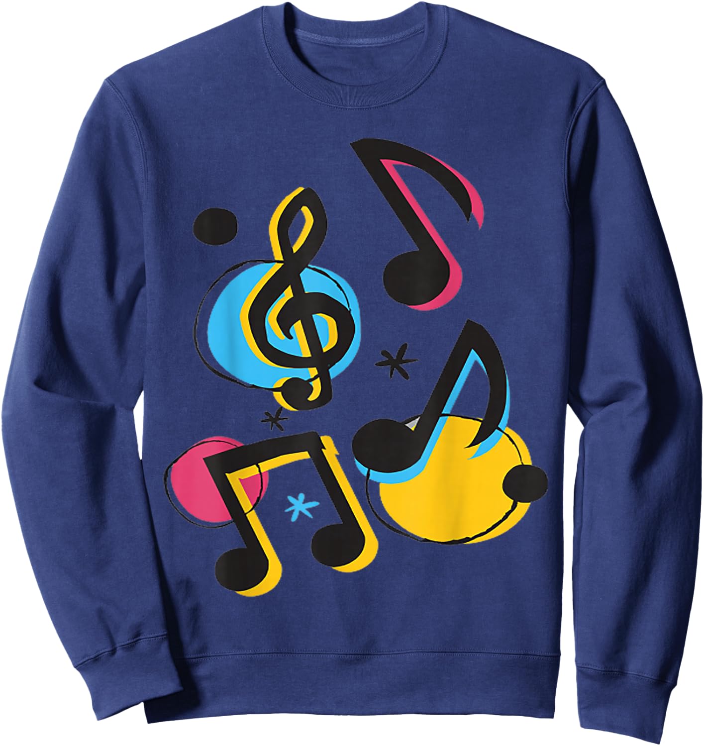 Retro Colored Music Notes Design for Musicians Sweatshirt - Sweatshirt | Navy