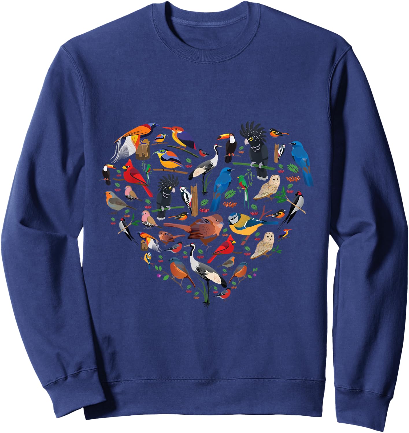 Birds lover heart Bird Watching men women kids Sweatshirt - Sweatshirt | Navy