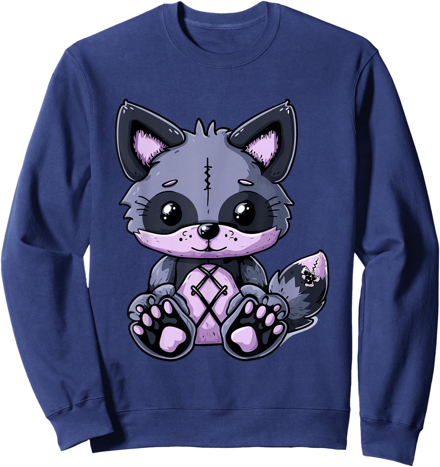 Goth Pastel Cute Creepy Kawaii Fox Voodoo Doll Sweatshirt - Sweatshirt | Navy