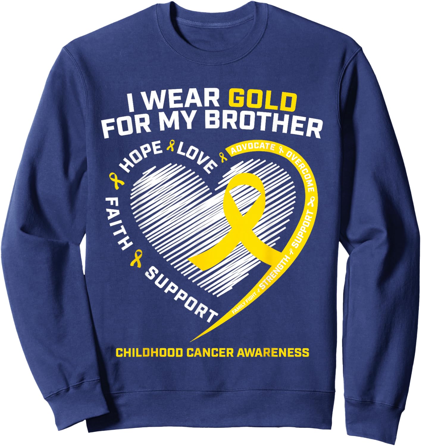 Kids I Wear Gold For My Brother Childhood Cancer Awareness Sweatshirt - Sweatshirt | Navy