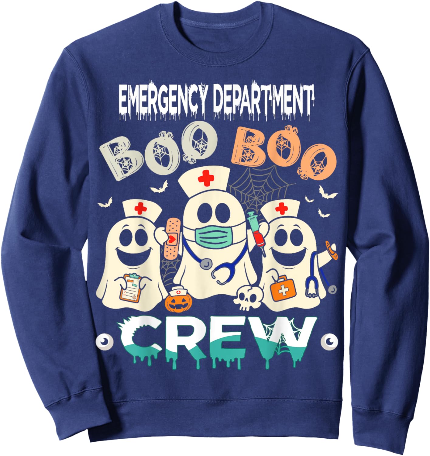 ER Nurse Boo Crew Halloween Emergency Nurse Costume Women Sweatshirt - Sweatshirt | Navy