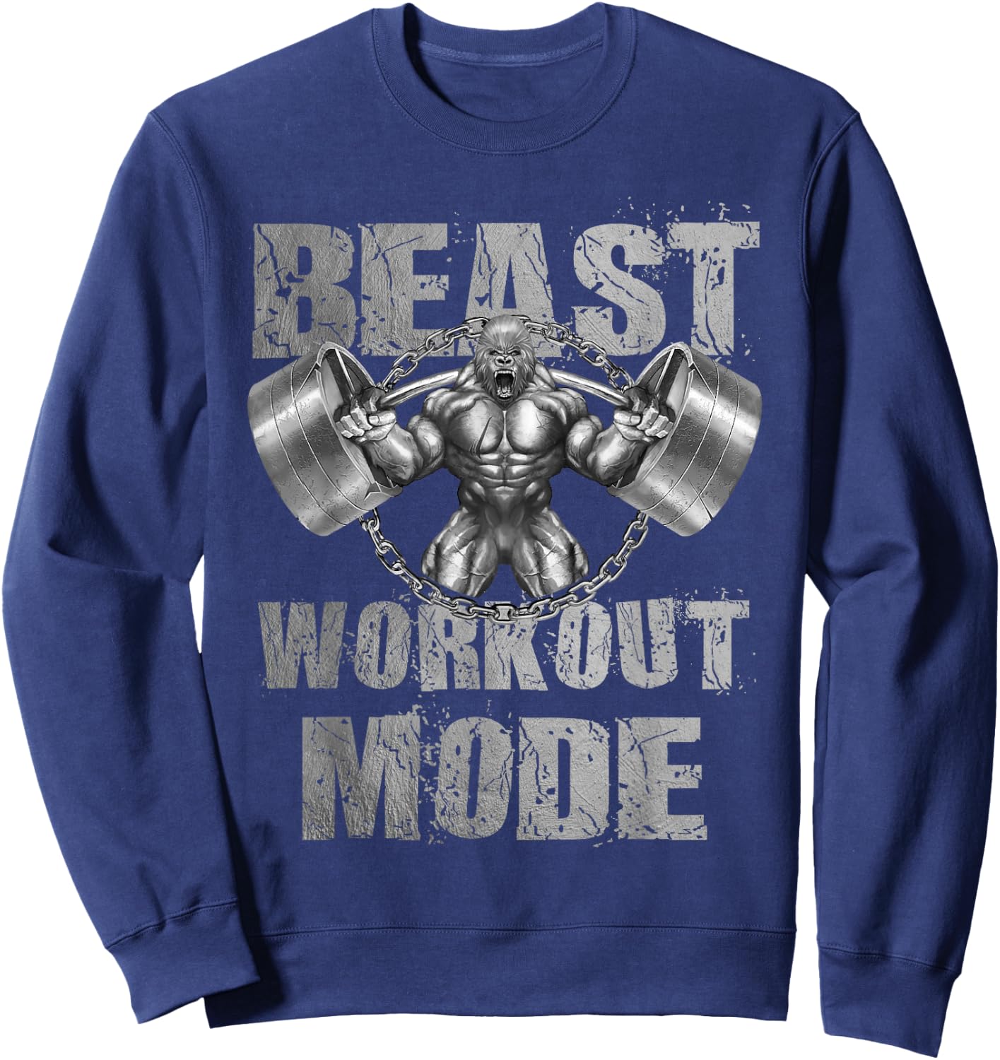 Gorilla Beast Workout Mode Lifting Weights Fitness Gym Sweatshirt - Sweatshirt | Navy