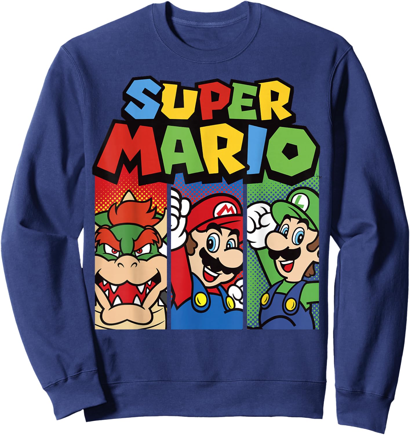 Super Mario Bros Vintage Old School Nintendo Hero Panels Sweatshirt - Sweatshirt | Navy