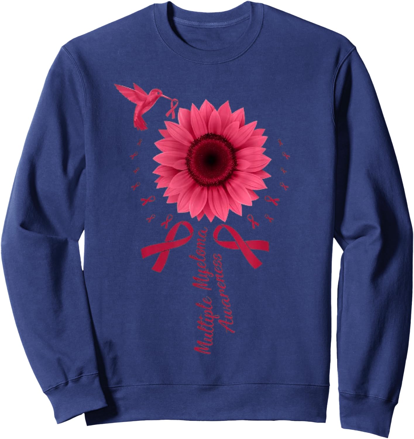 Sunflower Ribbon Multiple Myeloma Cancer Awareness Sweatshirt - Sweatshirt | Navy