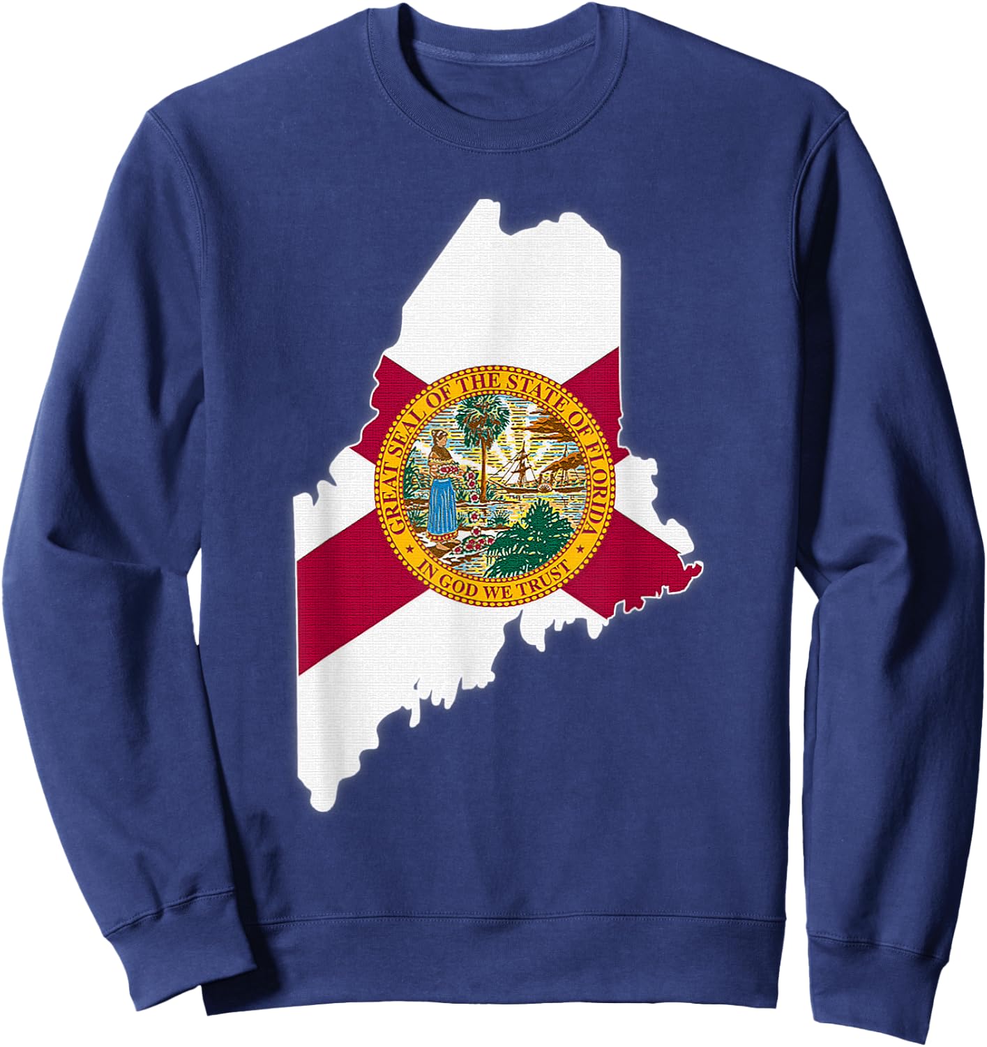 MAINE STATE MAP FLORIDA FL Flag Roots Men Women Gift Sweatshirt - Sweatshirt | Navy
