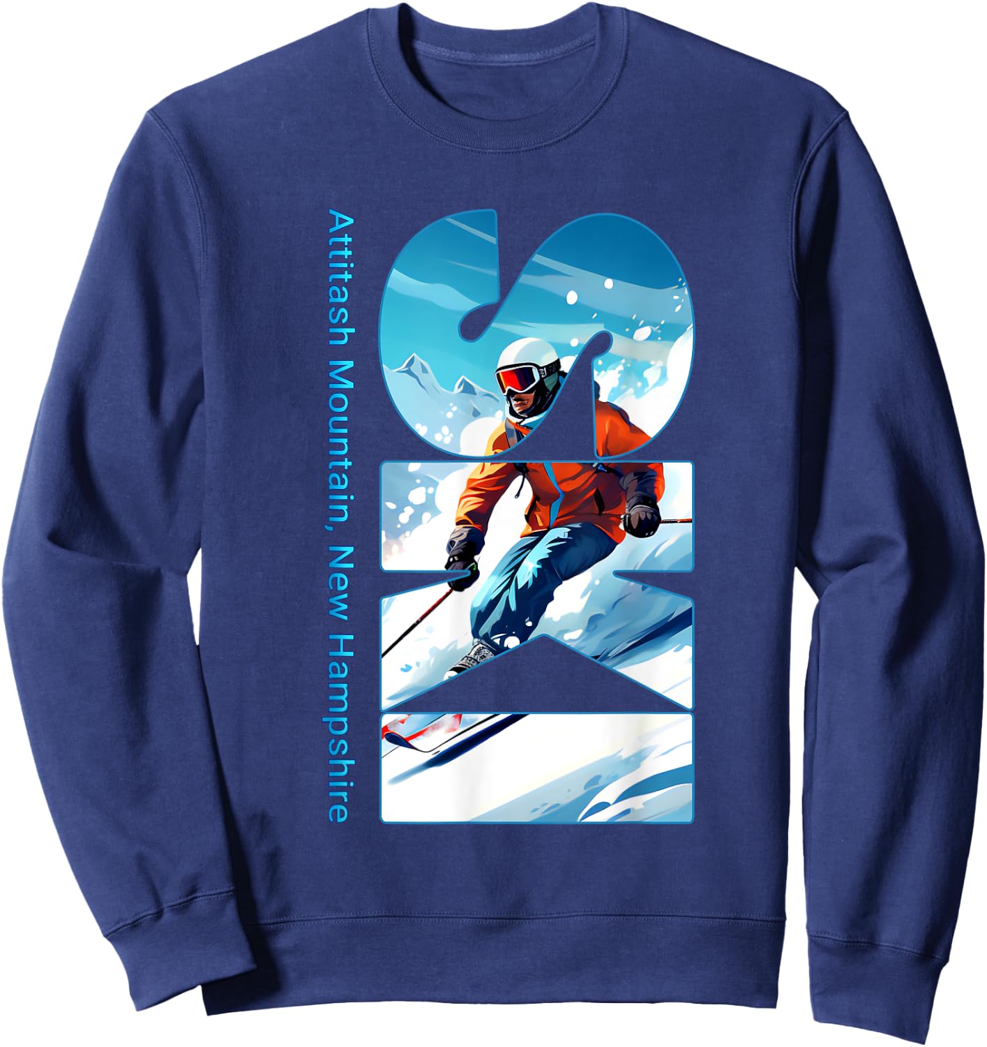 Attitash Mountain Cool Skiing Vacation Ski Outdoor Skier Sweatshirt - Sweatshirt | Navy