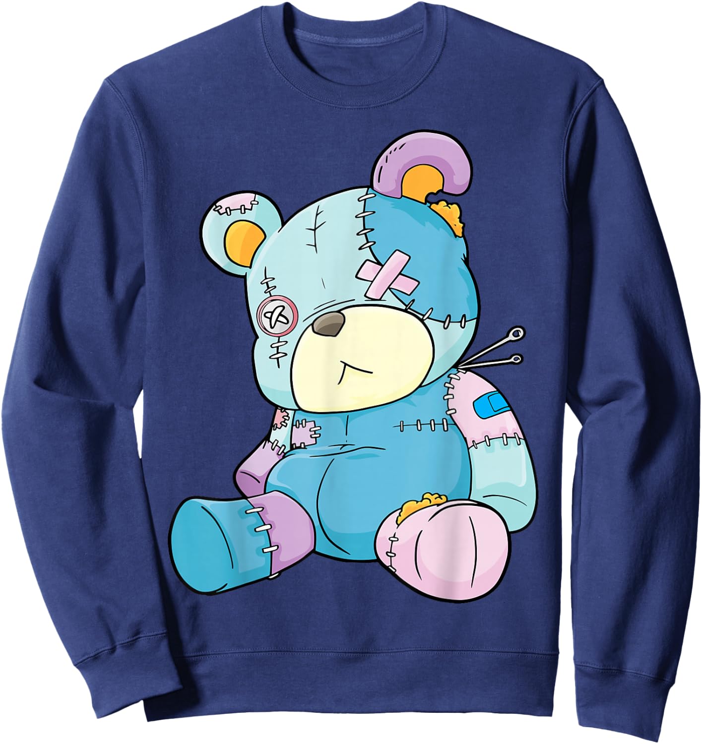 Pastel Gothic Teddy Bear Nu Goth Menhera Kawaii Anime Sweatshirt - Sweatshirt | Navy