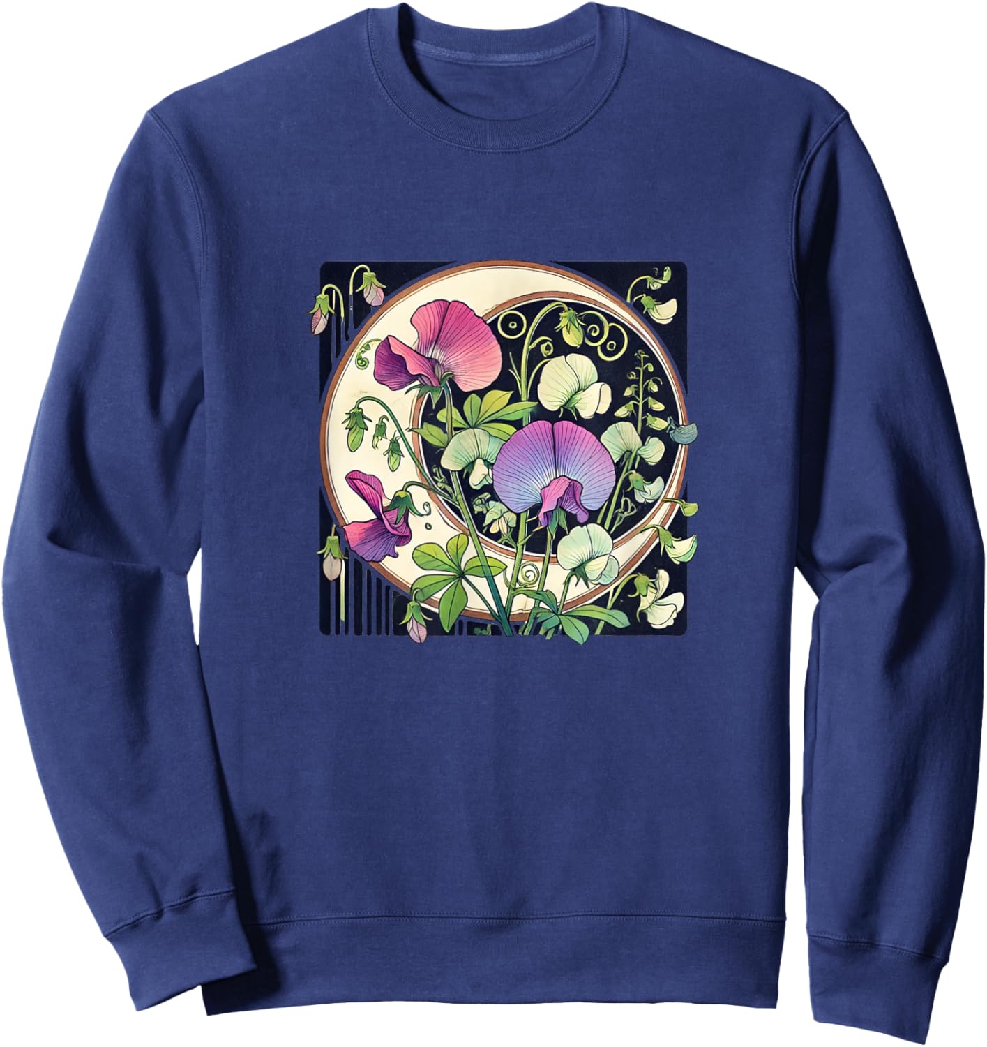 Sweet Pea Flowers illustration Sweet peas Sweatshirt - Sweatshirt | Navy