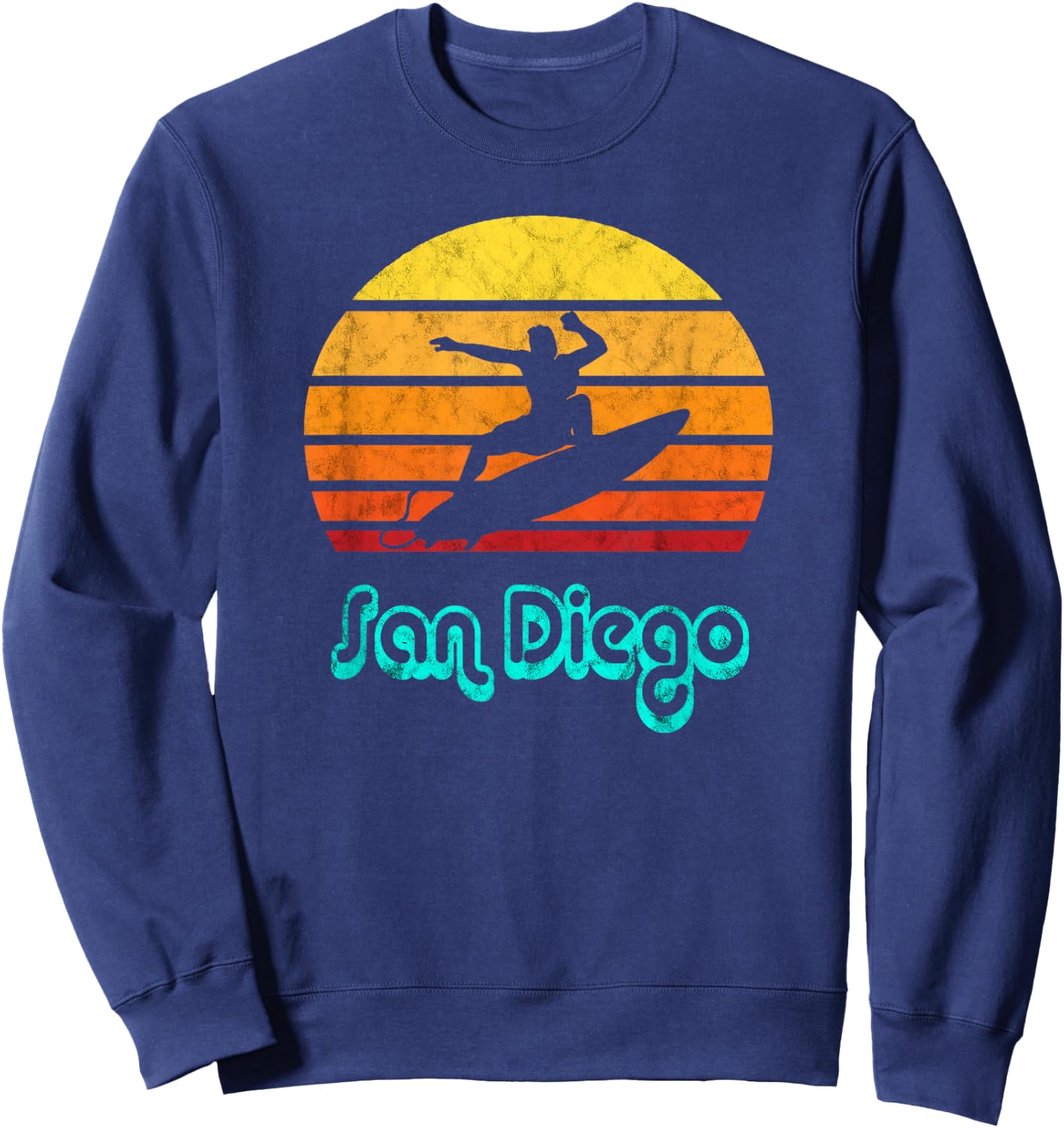 San Diego Souvenir Retro Surf Vintage California Gifts Sweatshirt - Sweatshirt | Navy
