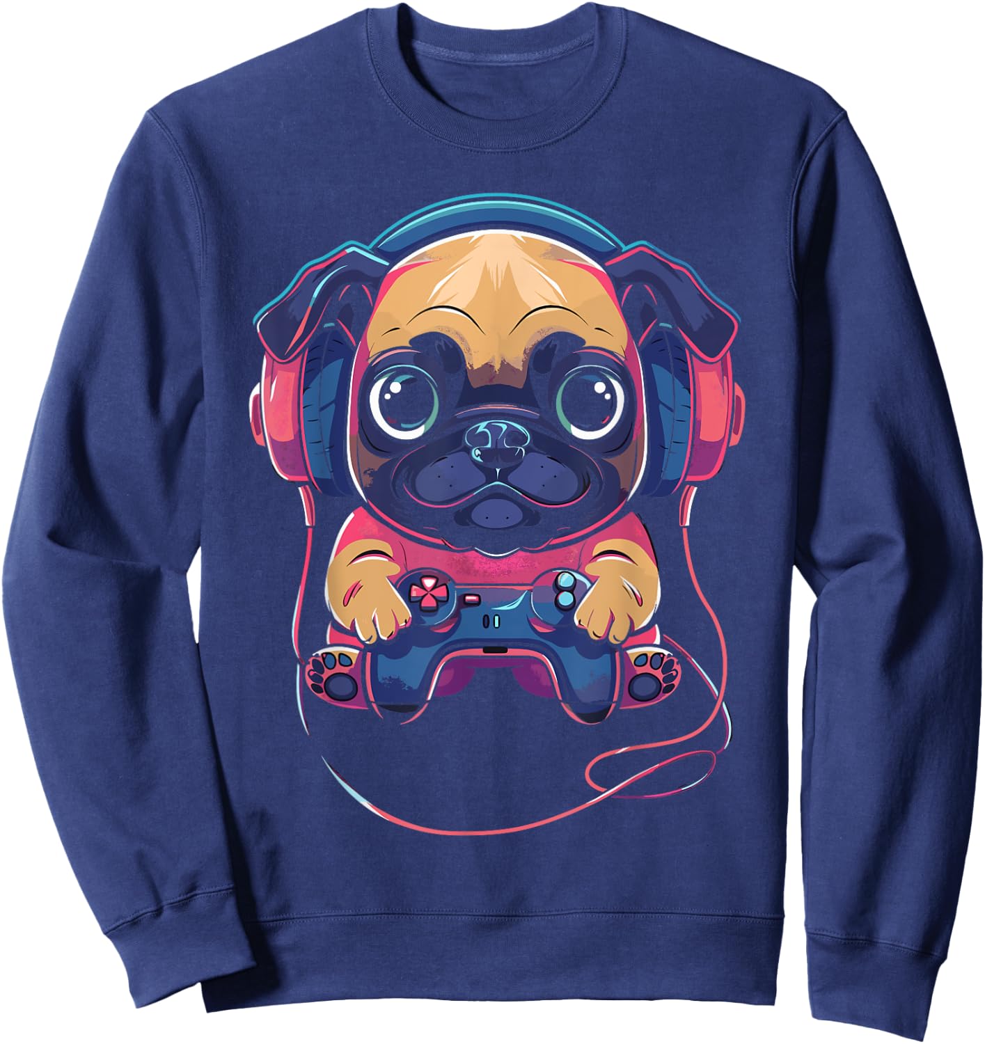 Gamer Pug Gaming Pugs Video Game Dog Lover For Boys Girls Sweatshirt - Sweatshirt | Navy