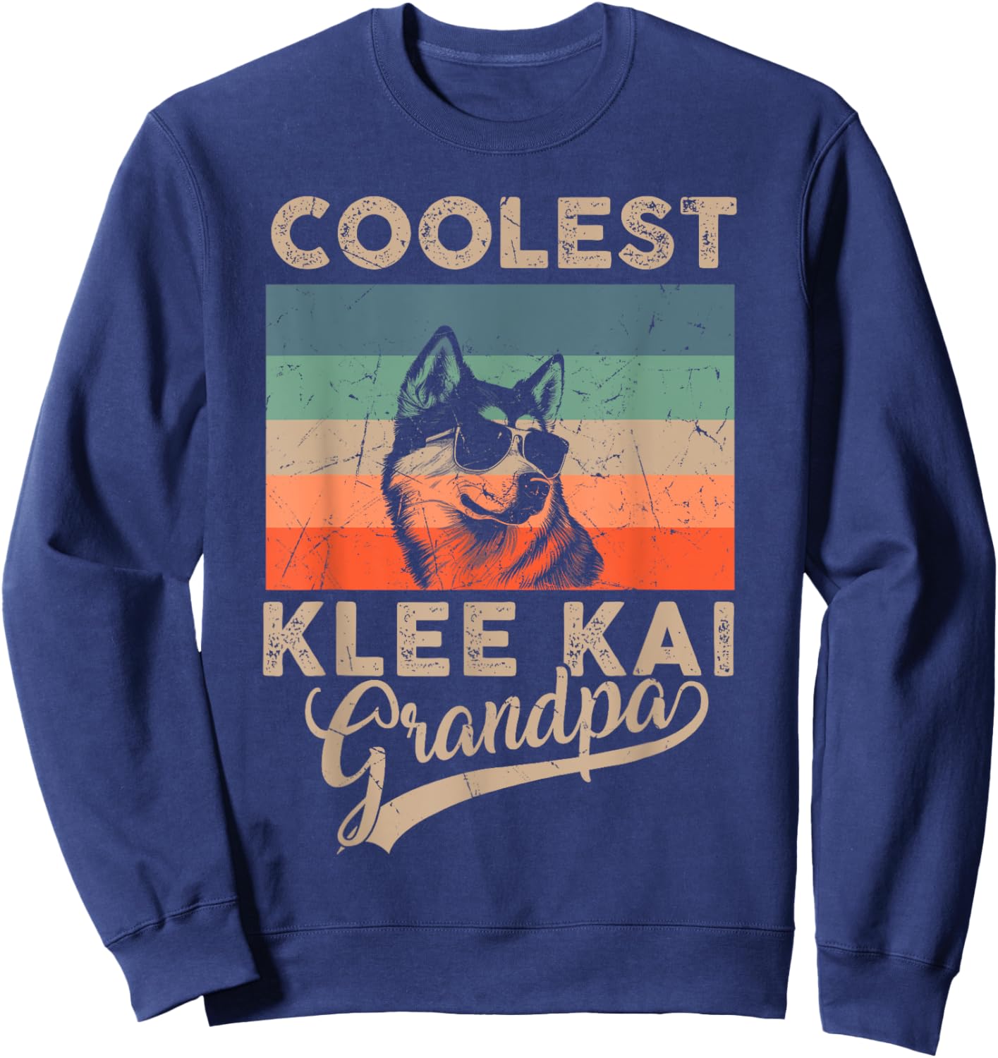 Coolest Klee Kai Grandpa Men Gifts Funny Dog Grandpa Retro Sweatshirt - Sweatshirt | Navy