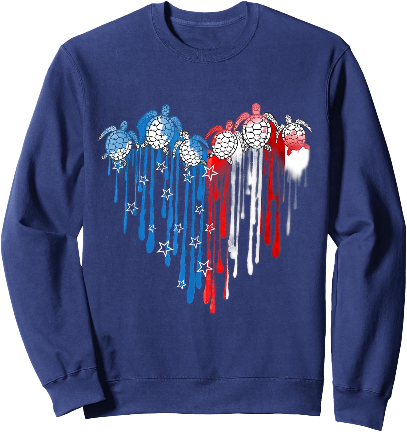 Turtles USA Flag Stars Stripes 4th of July Independence Day Sweatshirt - Sweatshirt | Navy